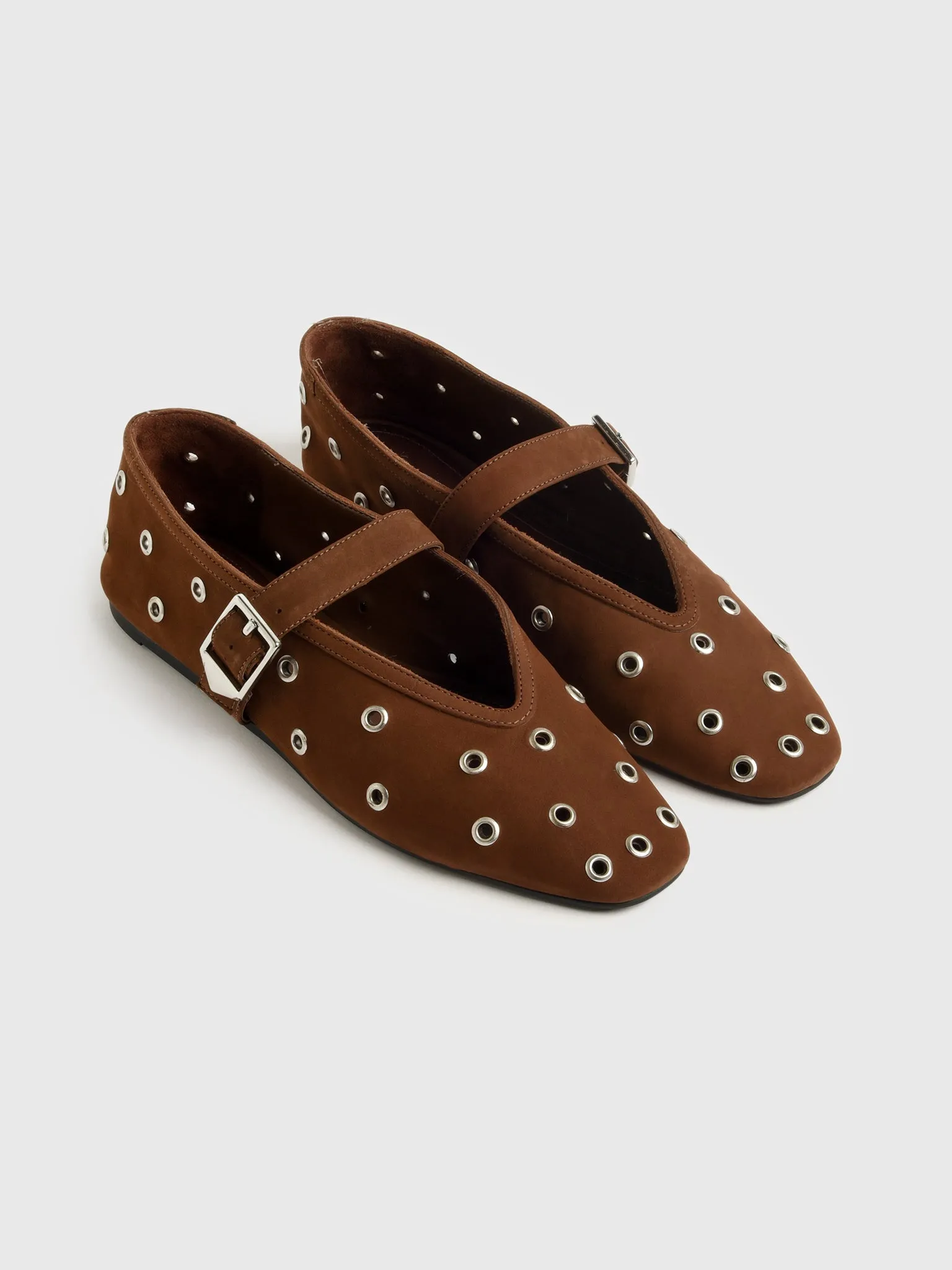 Schutz Women's Liza Eyelets Leather Flat sold by Saint Bernard