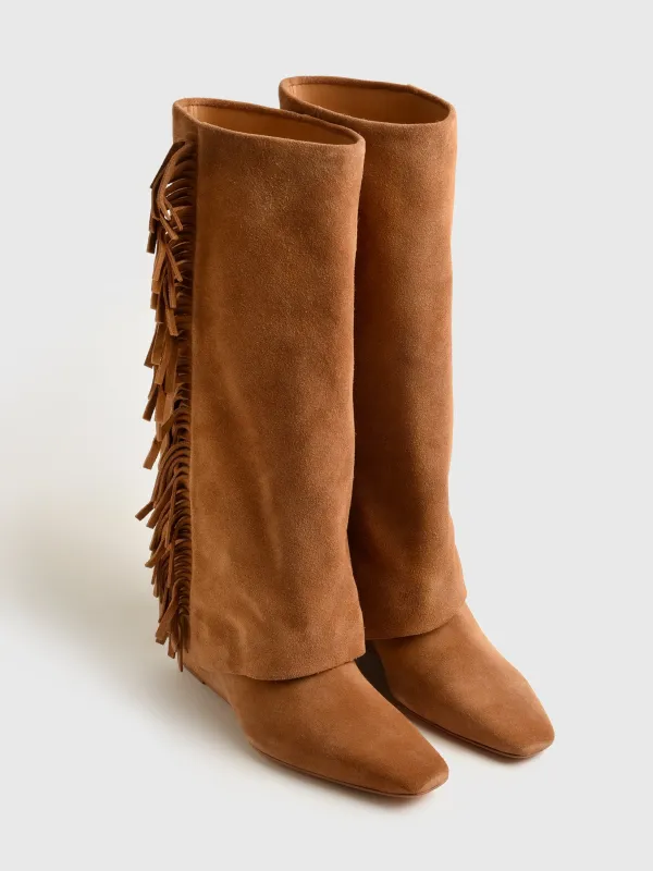 Simkhai Women's Quinn Suede Fringe Boot made by Simkhai
