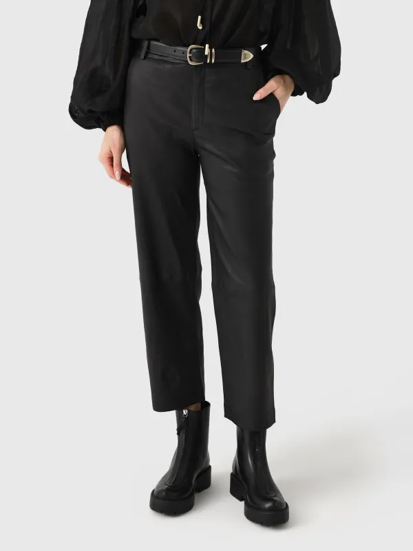 SPRWMN Women's Leather Cropped Baggy Trouser sold by Saint Bernard