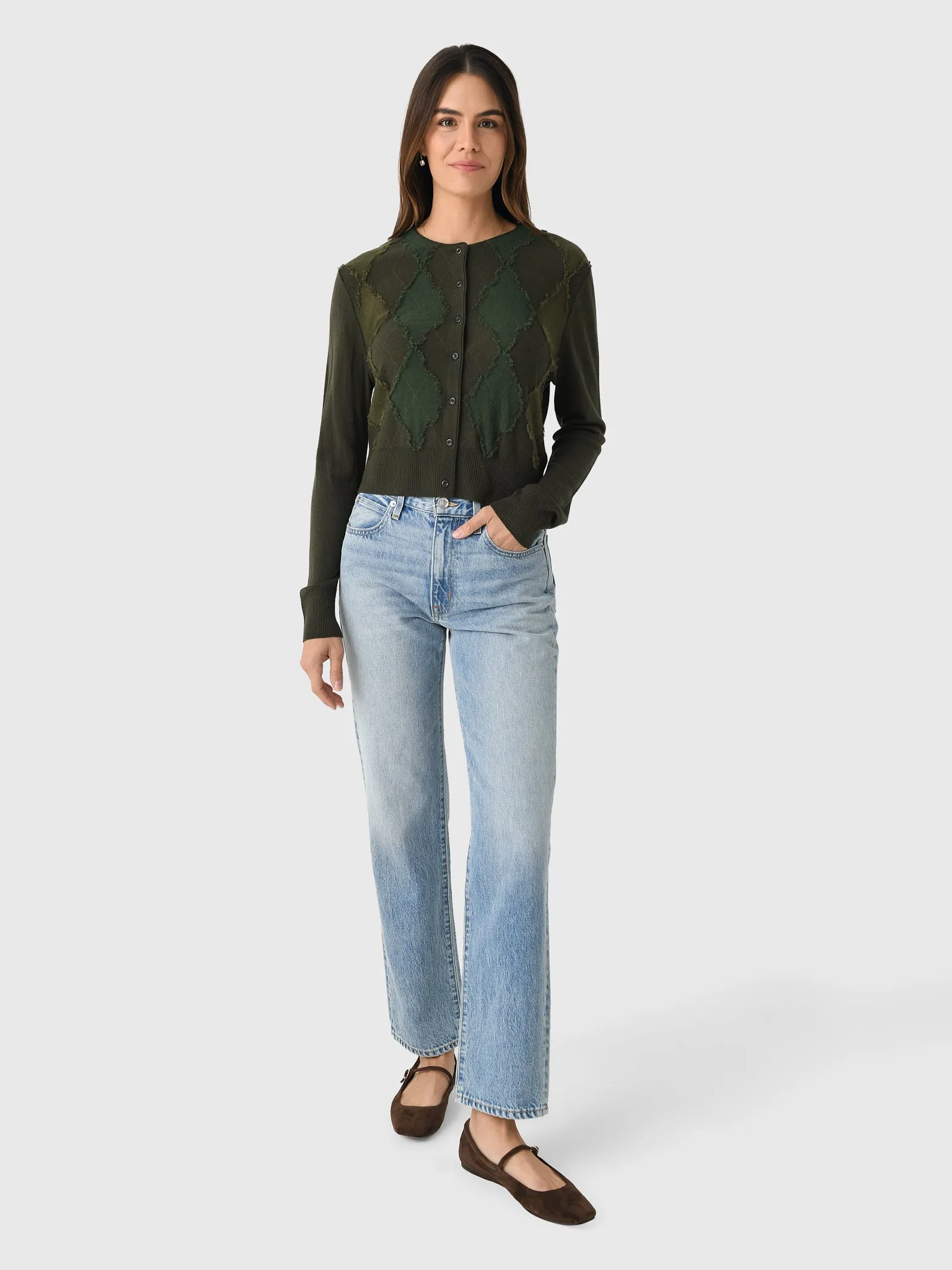 Vince Women's Hand-Cut Argyle Cardigan sold by Saint Bernard product image thumbnail 2