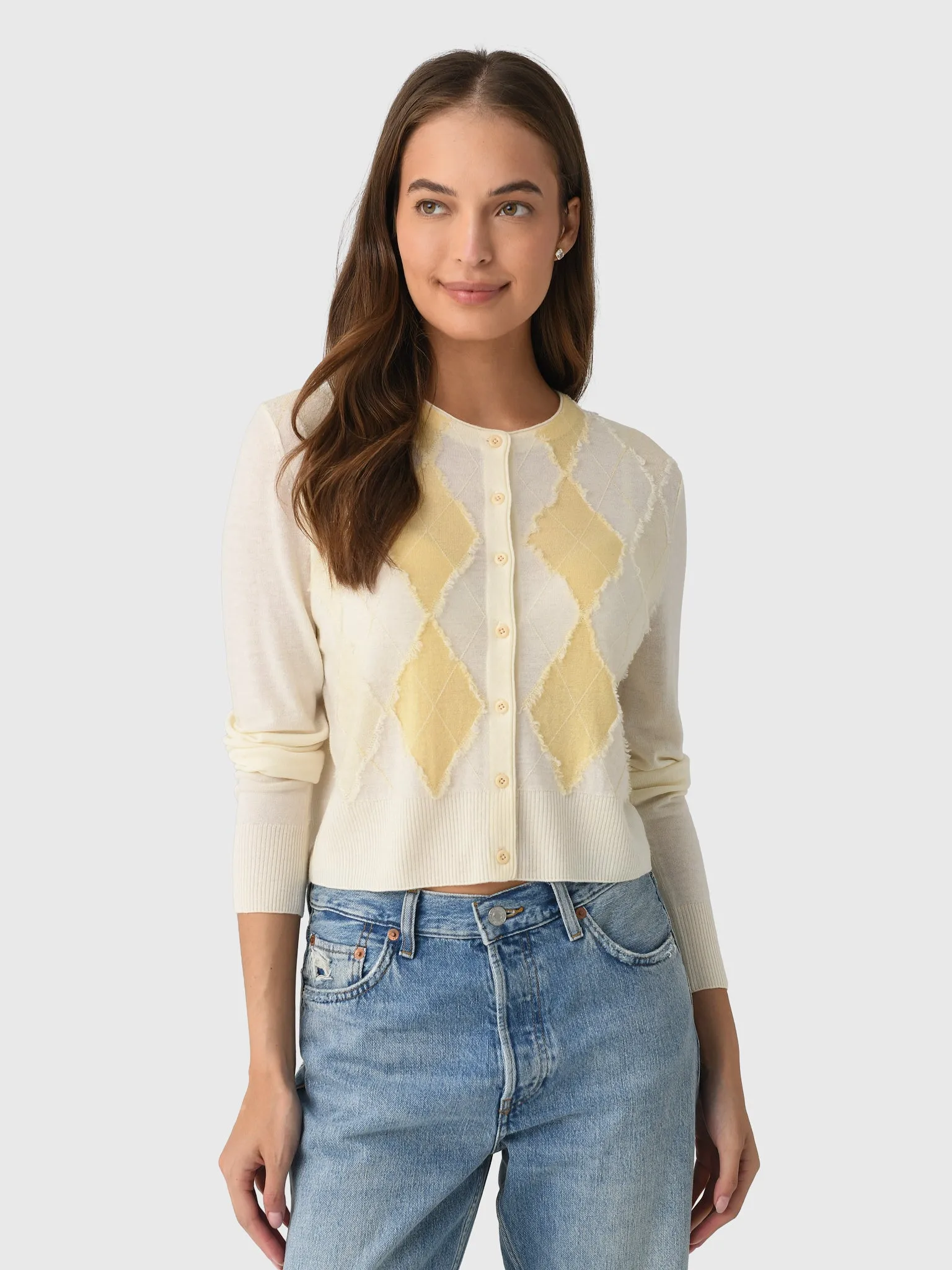 Vince Women's Hand-Cut Argyle Cardigan sold by Saint Bernard product image thumbnail 4