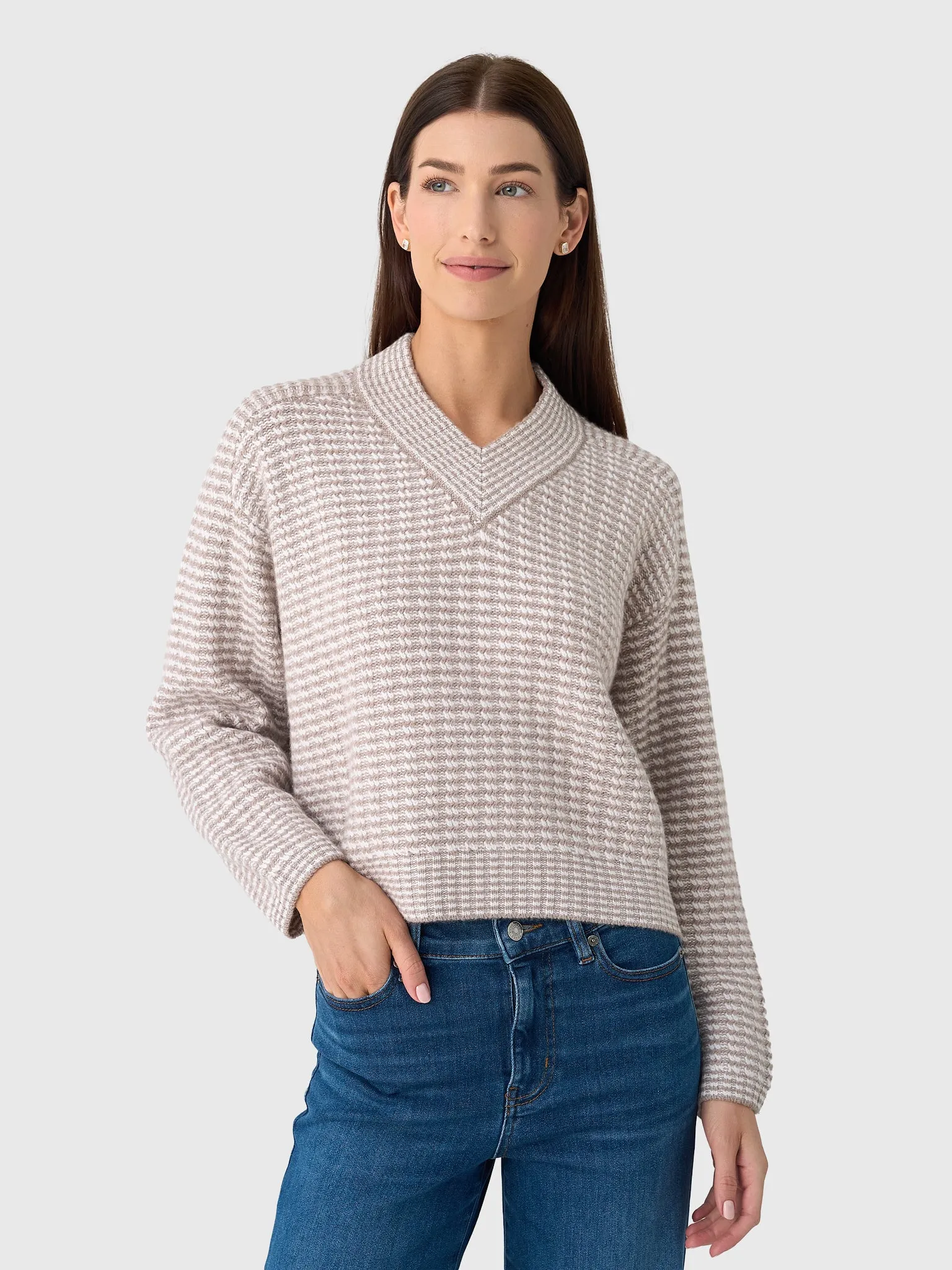 Jumper 1234 Women's Crop Rick Rack Vee Sweater sold by Saint Bernard