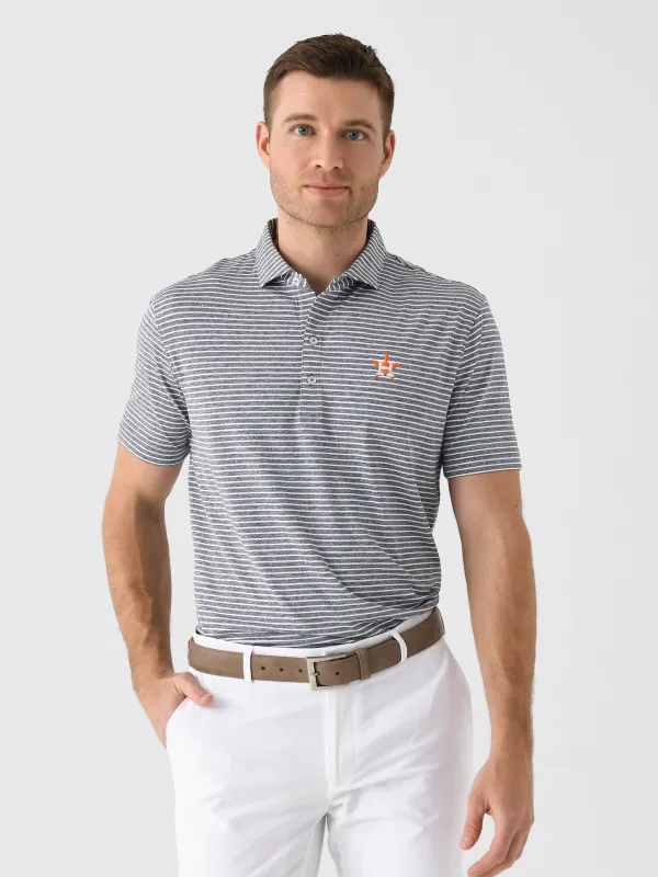 Johnnie-O Men's Houston Astros Clipper Striped Jersey Performance Polo sold by Saint Bernard
