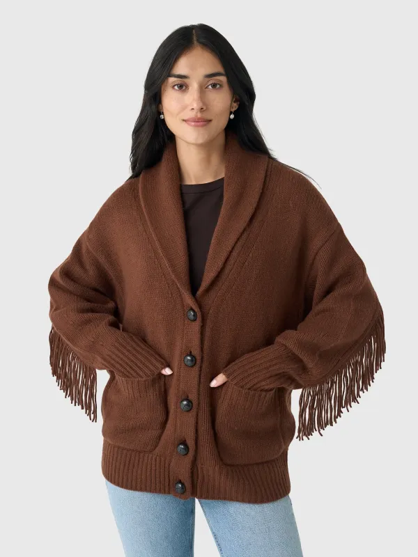 White + Warren Women's Cashmere Blend Luxe Fringe Cardigan made by White + Warren