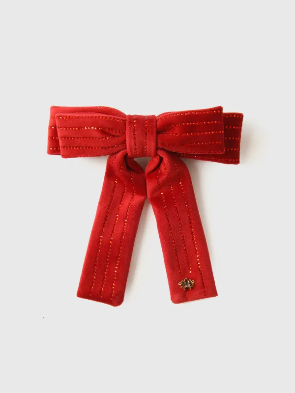 Lele Sadoughi Crystal Pinstripe Antoinette Bow Barrette sold by Saint Bernard