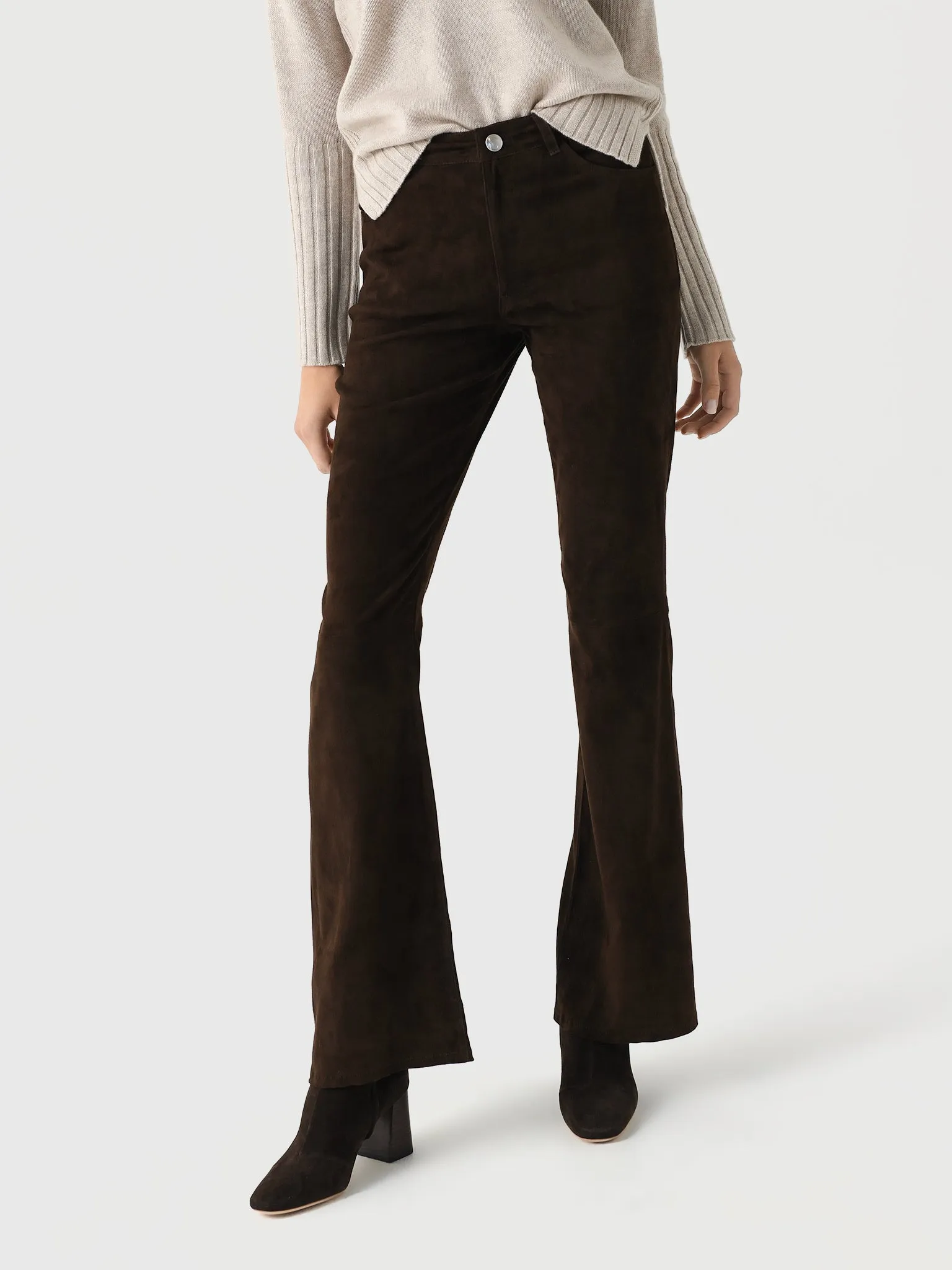 SPRWMN Women's Suede 5-Pocket Micro Flare Pant sold by Saint Bernard