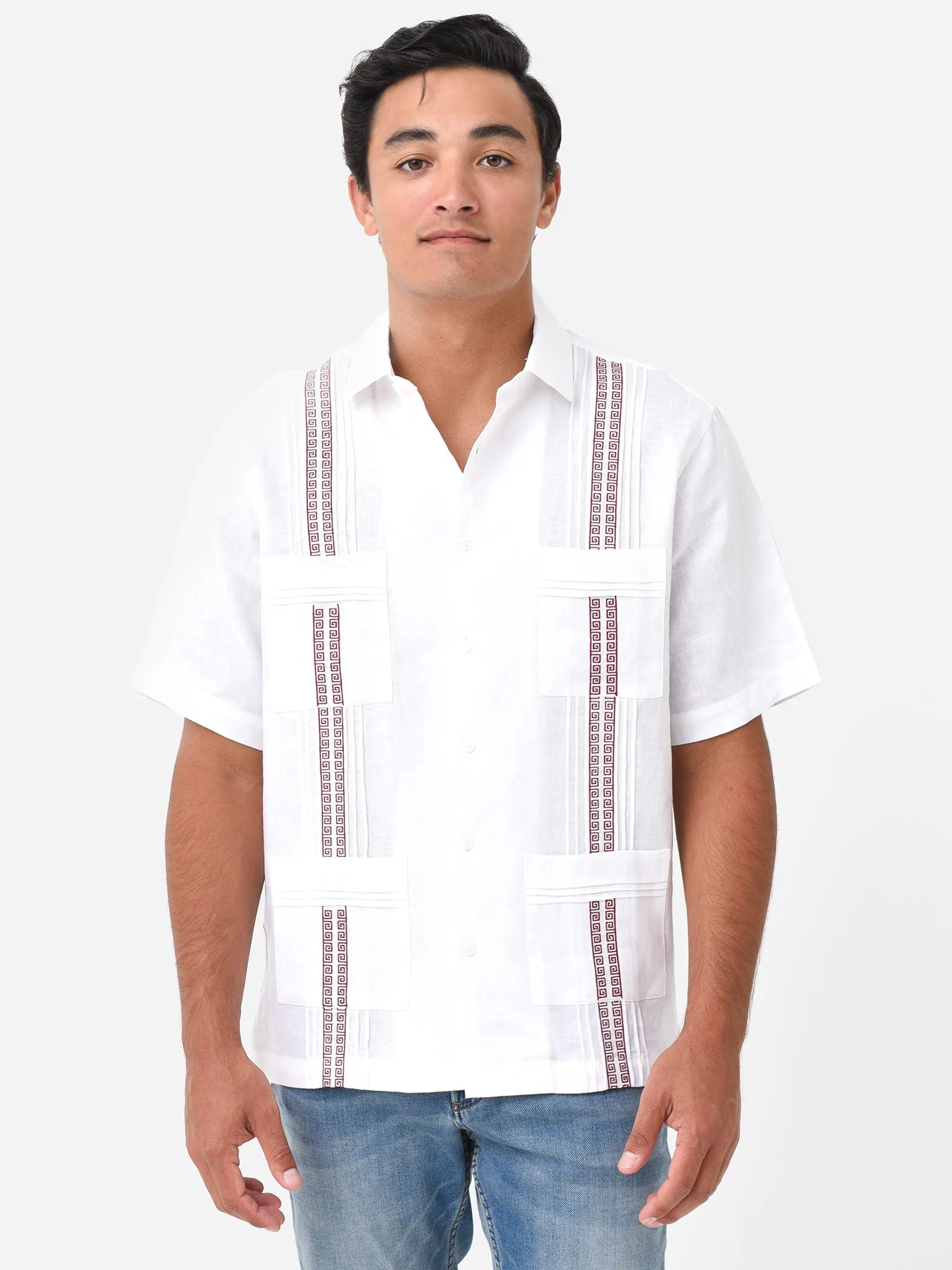 Centuria Men's Short Sleeve Greek Key Guayabera Shirt sold by Saint Bernard product image thumbnail 4