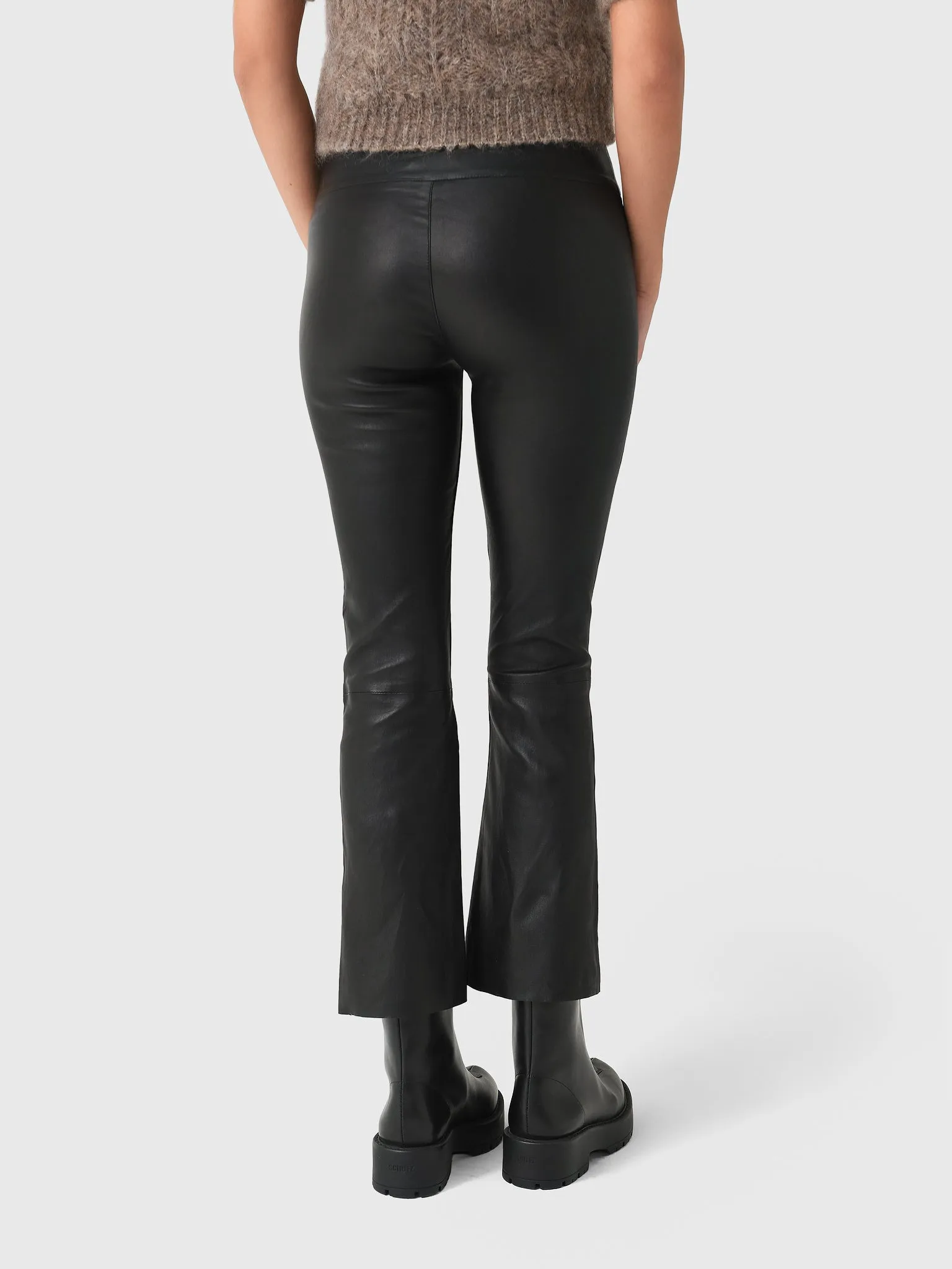 SPRWMN Women's Leather Crop Flare Legging sold by Saint Bernard product image thumbnail 4