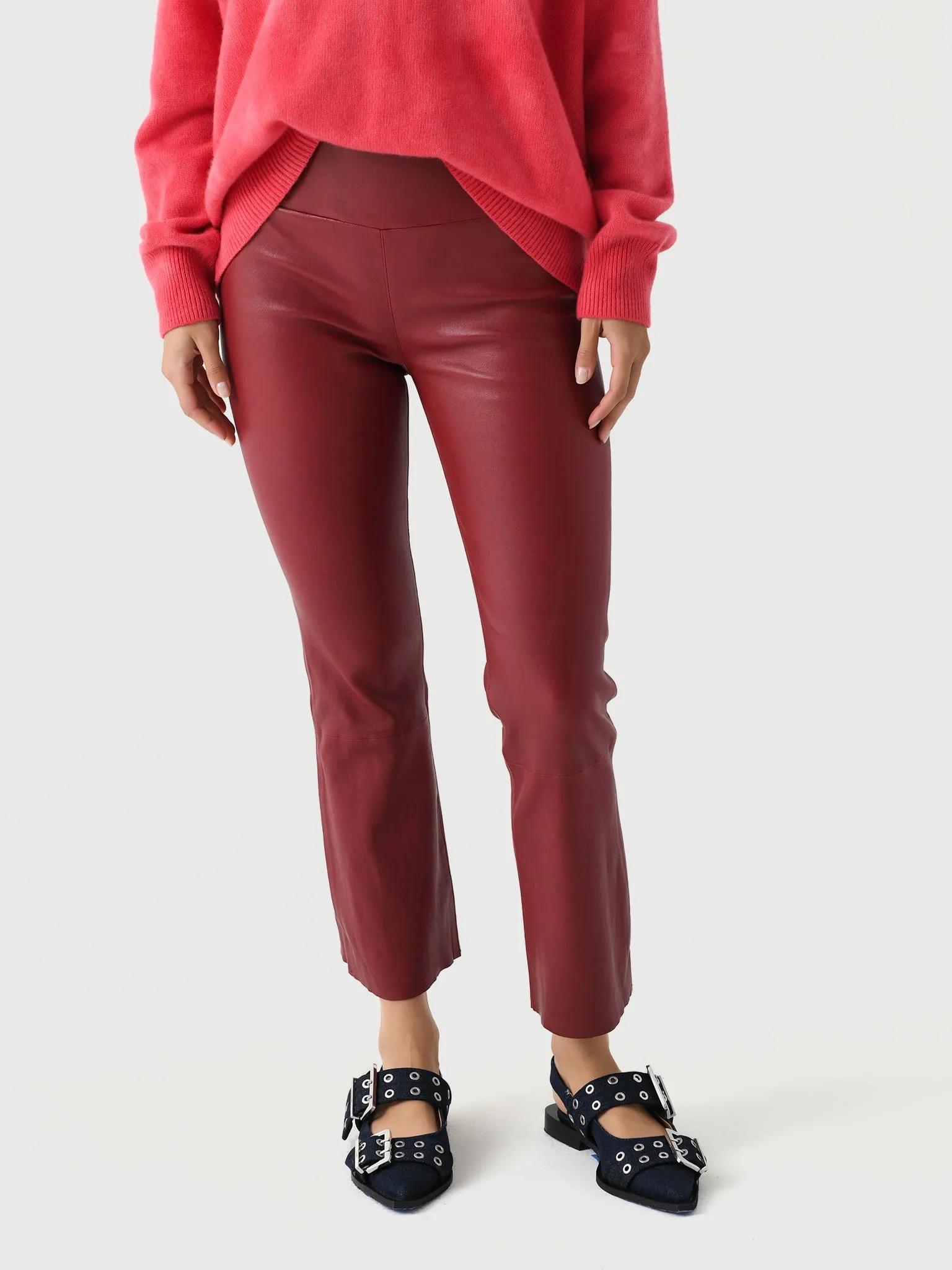 SPRWMN Women's Leather Crop Flare Legging sold by Saint Bernard product image thumbnail 5