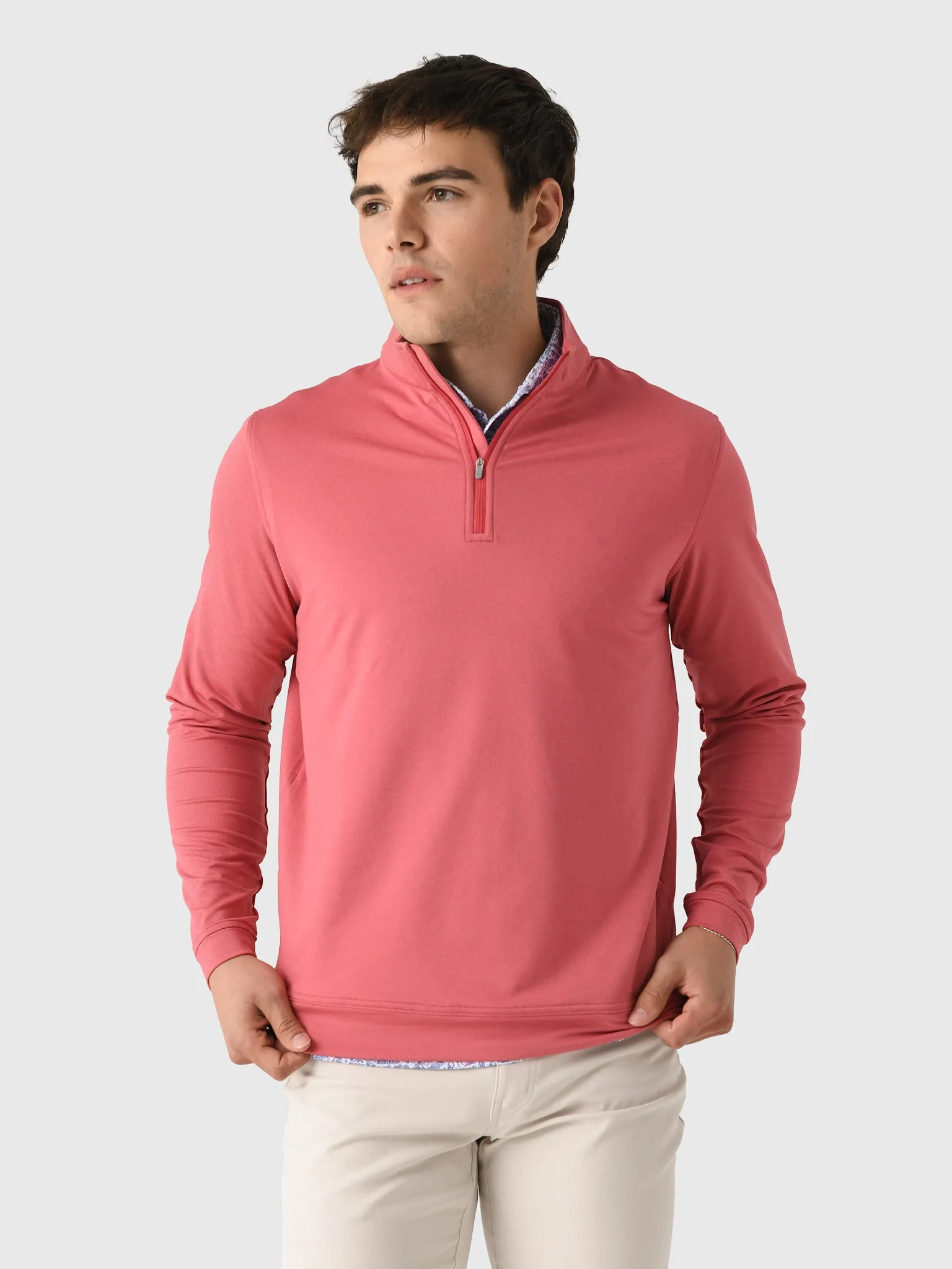 Peter Millar Crown Sport Men's Perth Mélange Performance Quarter-Zip sold by Saint Bernard
