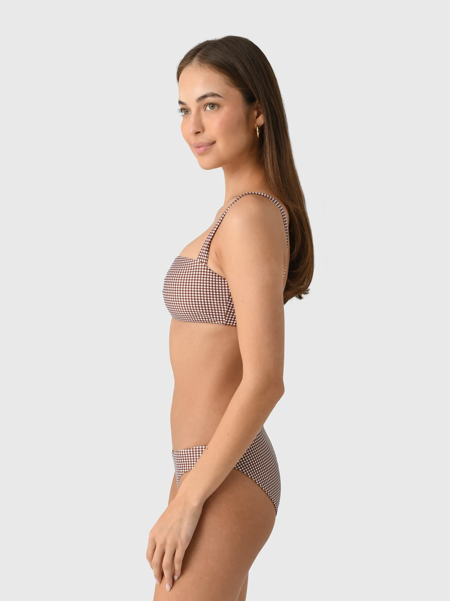 Minnow Women's Cocoa Gingham Bandeau Bikini Top sold by Saint Bernard product image thumbnail 3