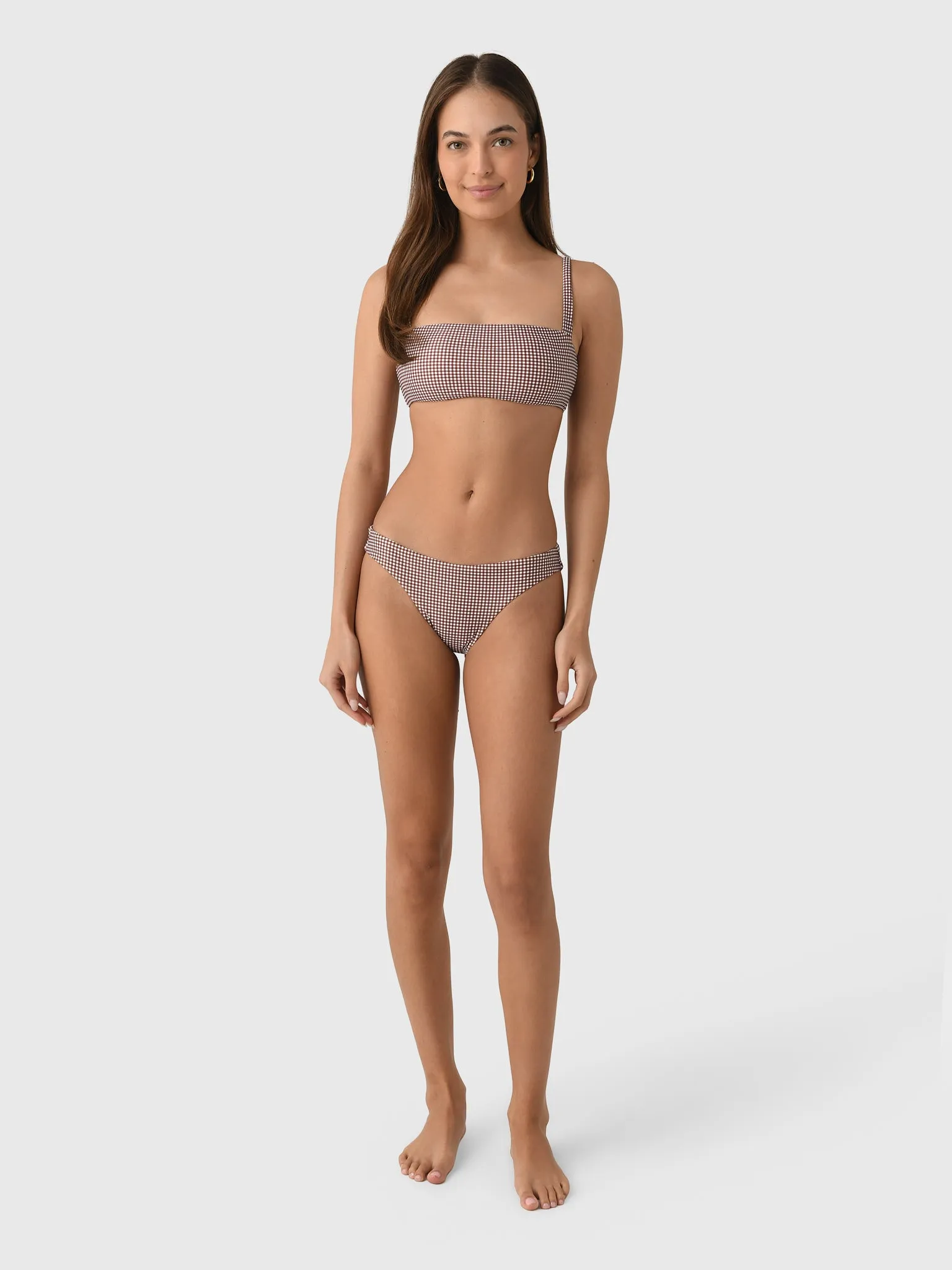 Minnow Women's Cocoa Gingham Bandeau Bikini Top sold by Saint Bernard product image thumbnail 2