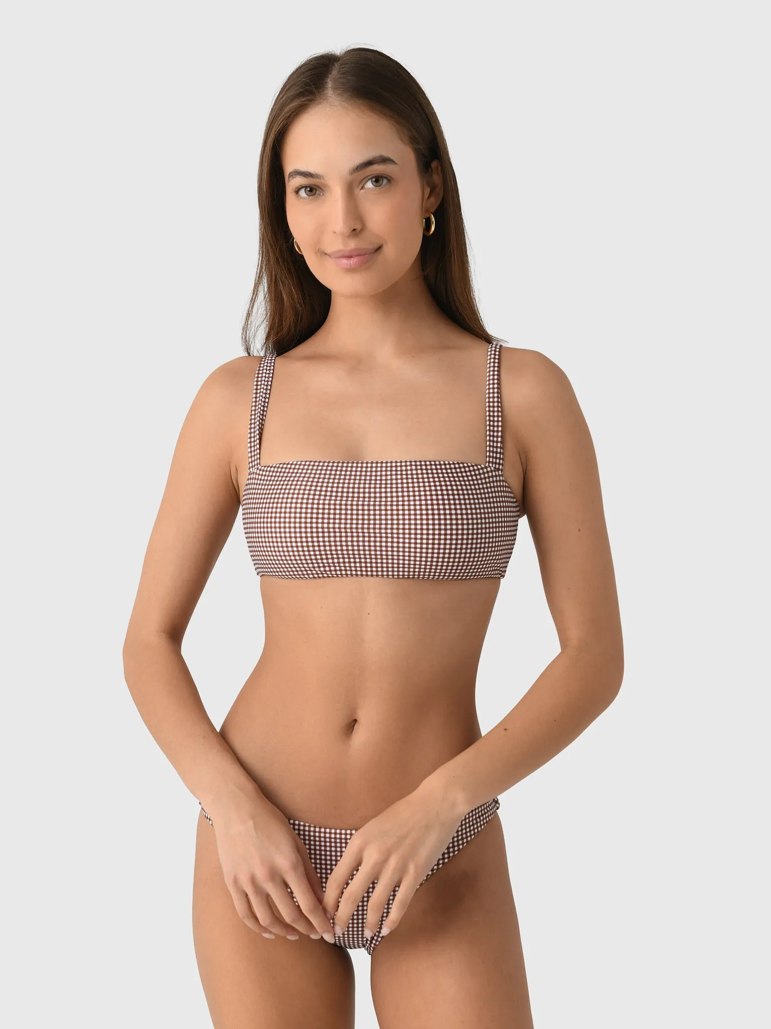 Minnow Women's Cocoa Gingham Bandeau Bikini Top sold by Saint Bernard product image thumbnail 5