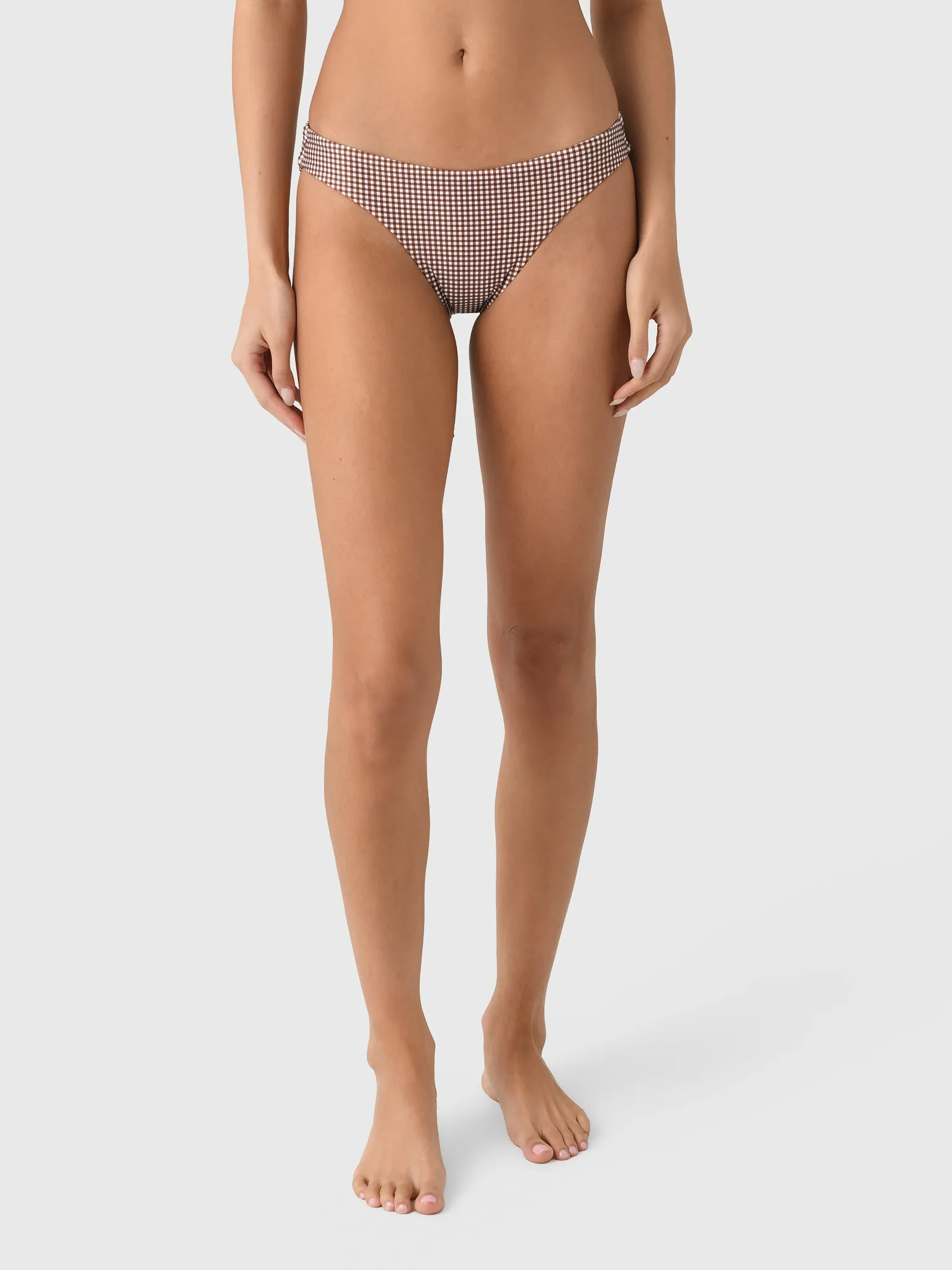 Minnow Women's Cocoa Gingham Low Waist Bikini Bottom sold by Saint Bernard