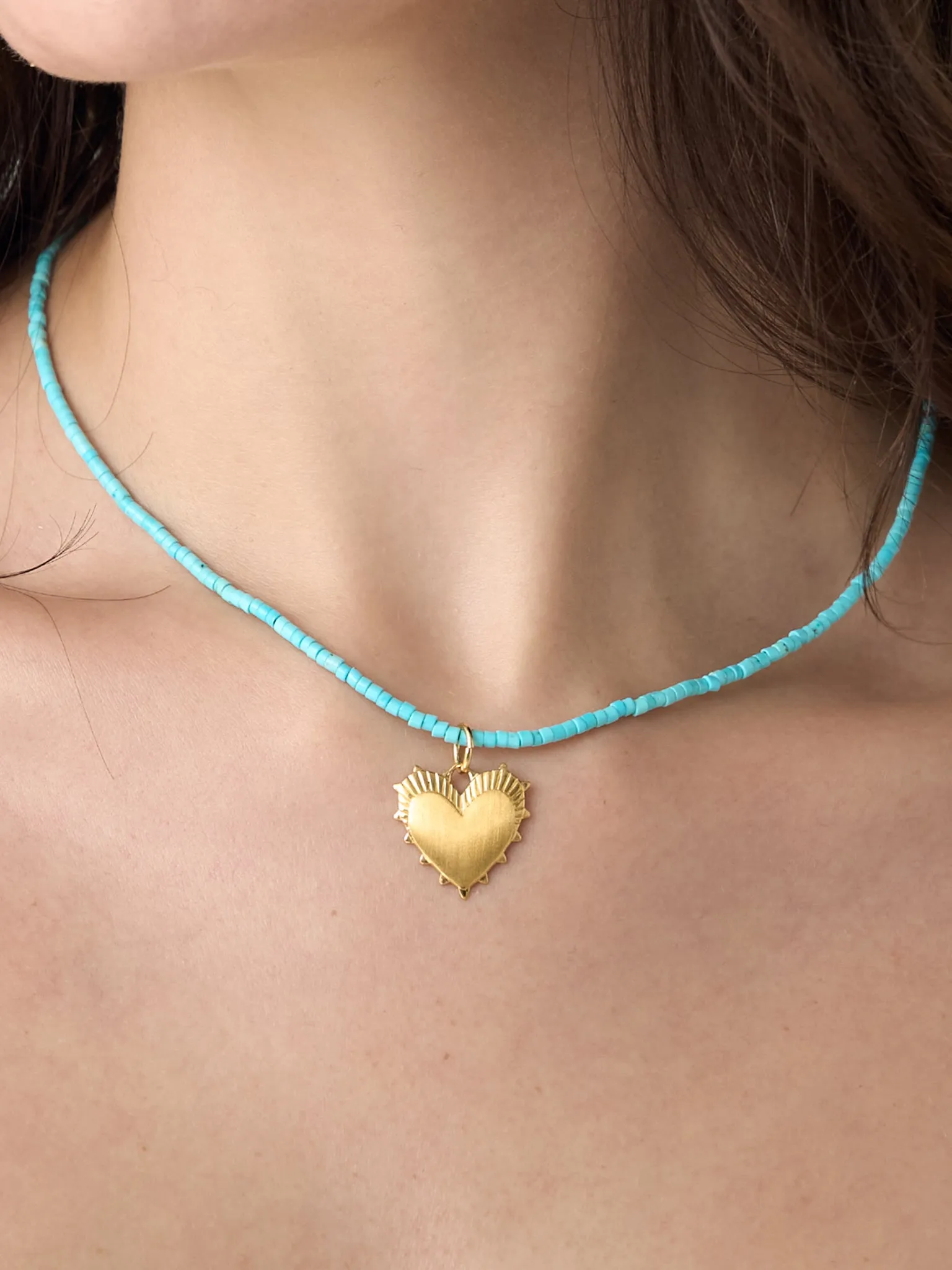 Hart Heart of Gold Teeny Turquoise Gemstone Necklace sold by Saint Bernard product image thumbnail 2