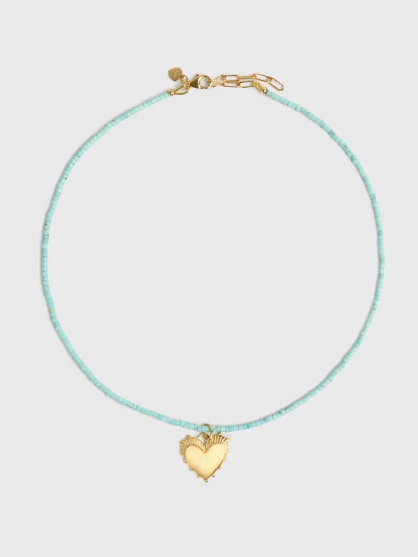 Hart Heart of Gold Teeny Turquoise Gemstone Necklace sold by Saint Bernard