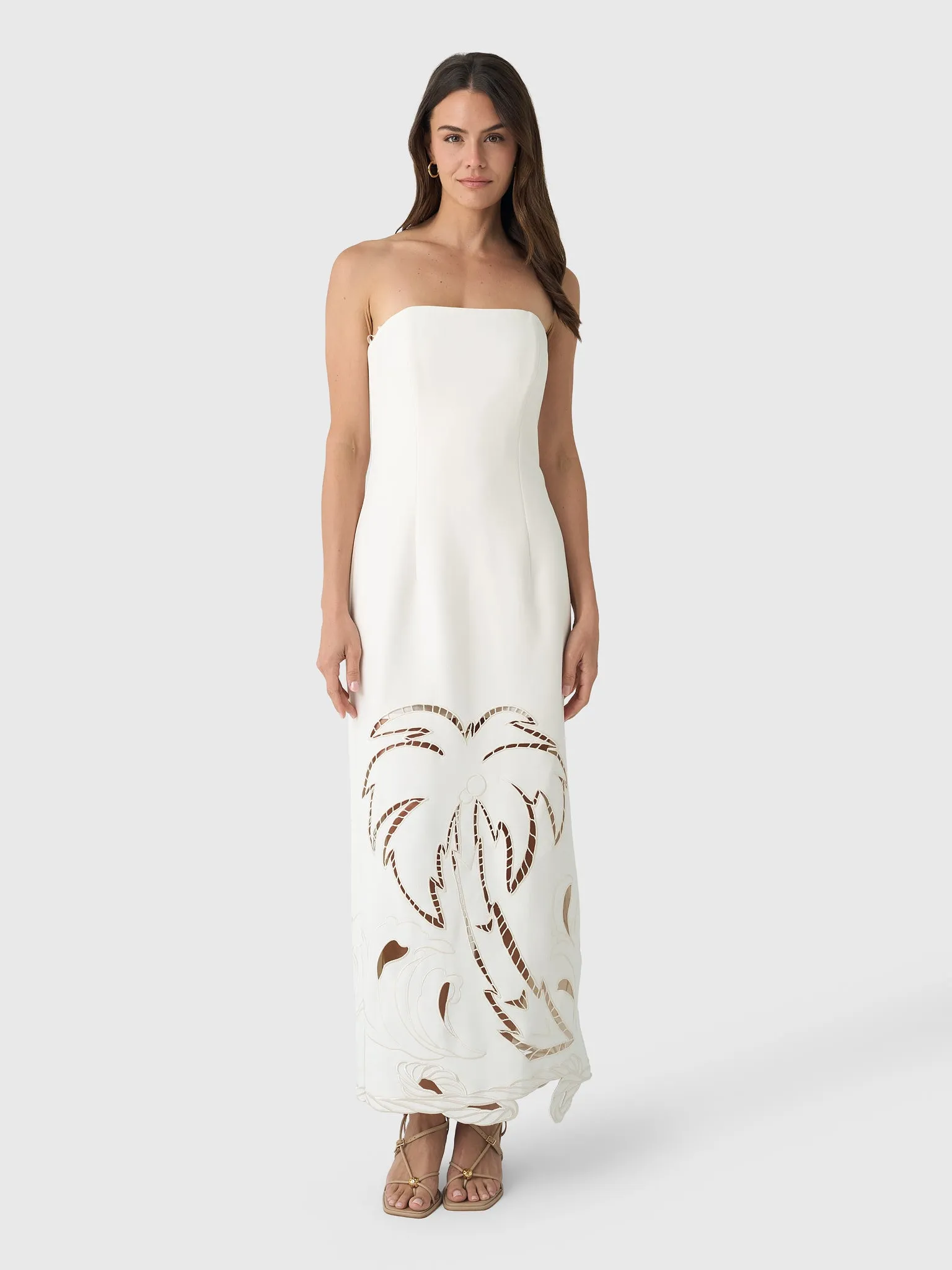 Leo Lin Women's Rayna Palm Bustier Maxi Dress sold by Saint Bernard