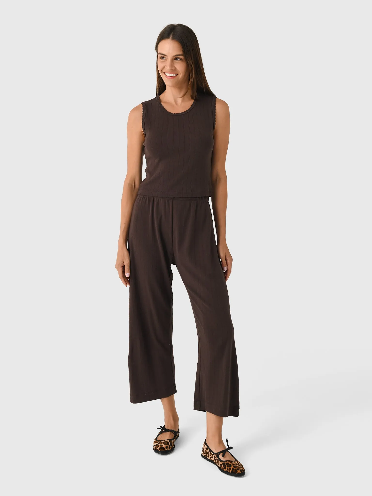 Leset Women's Pointelle Crop Wide Leg Pant sold by Saint Bernard product image thumbnail 2