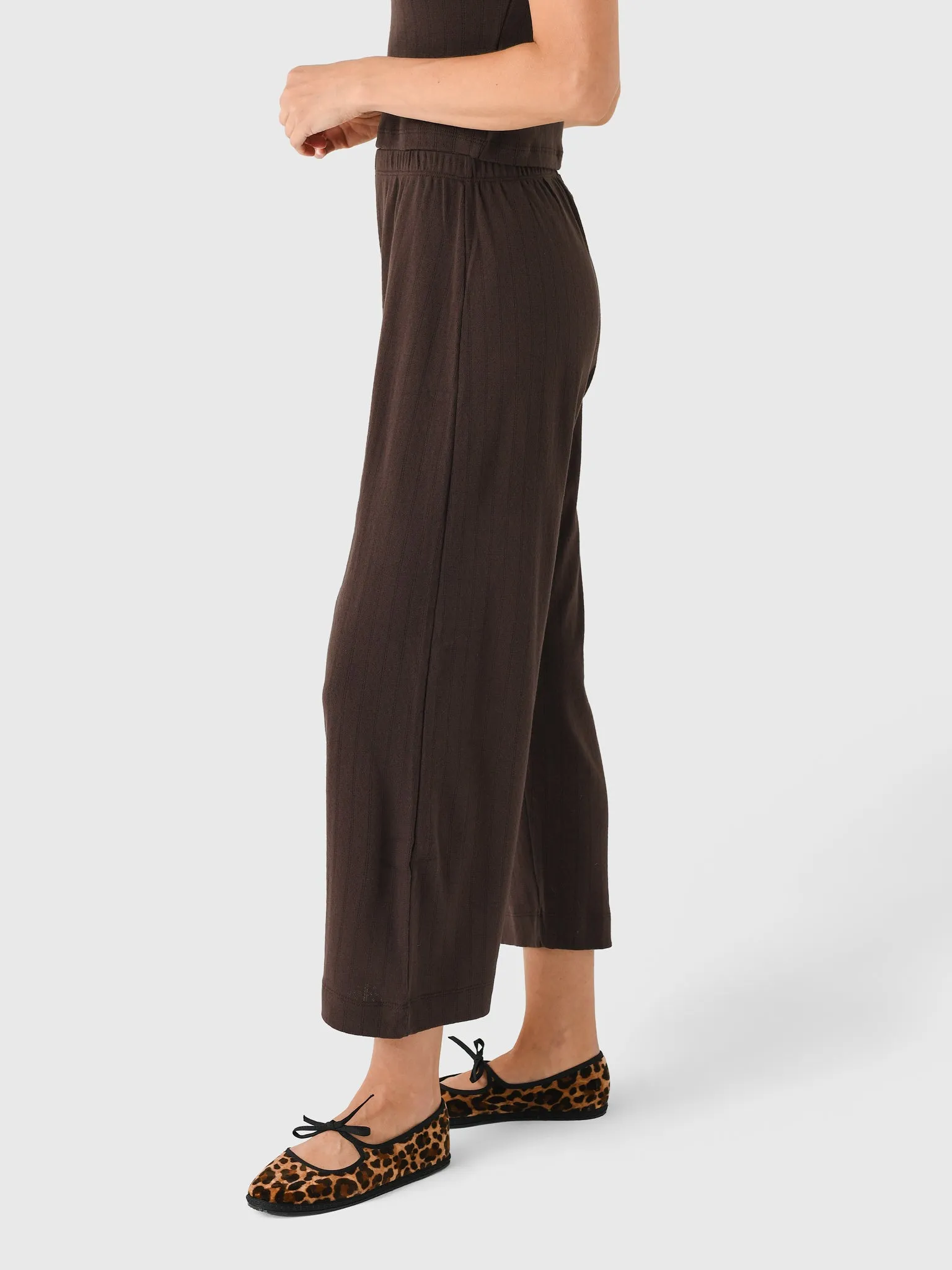 Leset Women's Pointelle Crop Wide Leg Pant sold by Saint Bernard product image thumbnail 3