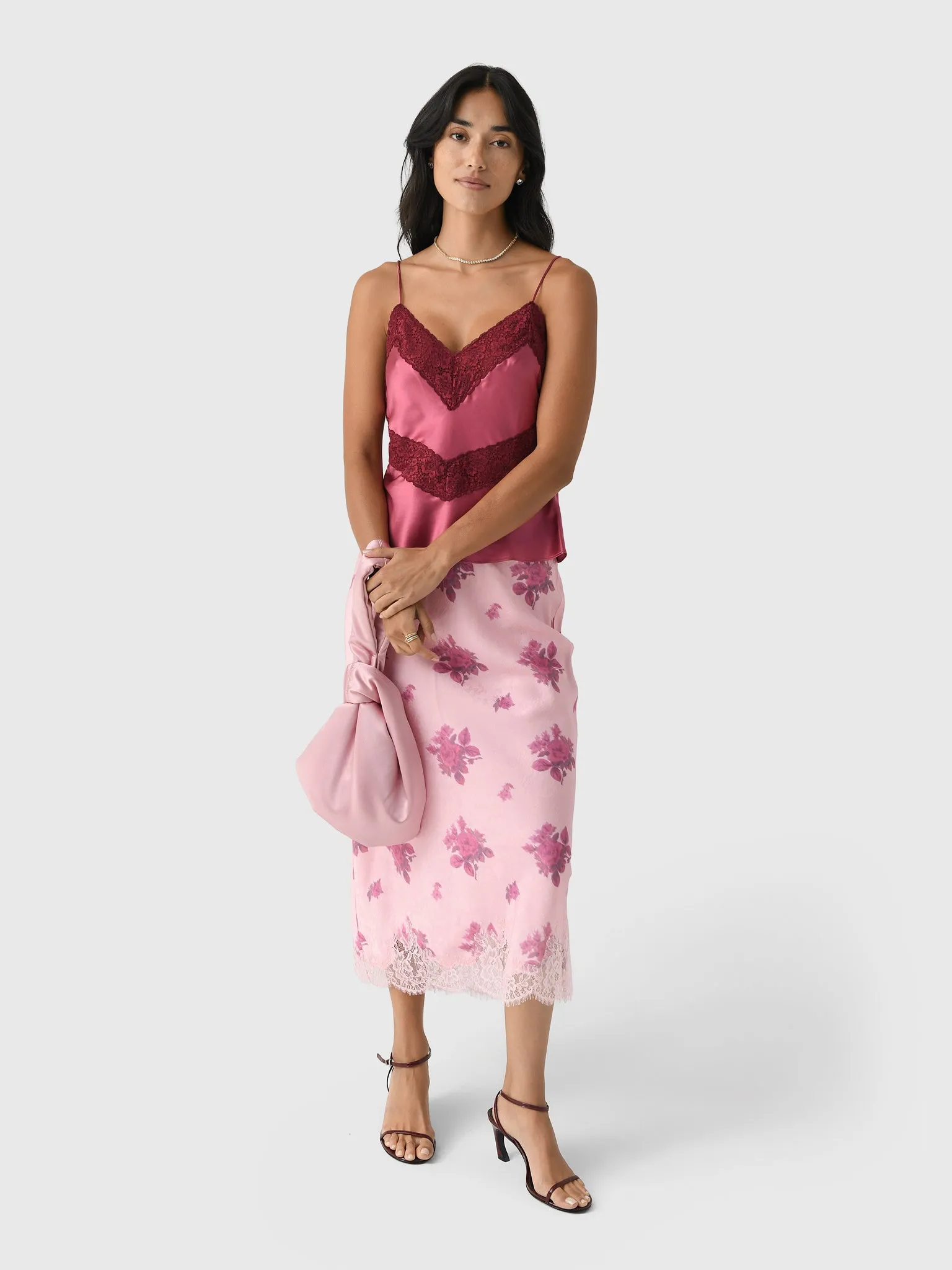 LoveShackFancy Women's Malina Satin Midi Slip Skirt sold by Saint Bernard product image thumbnail 2