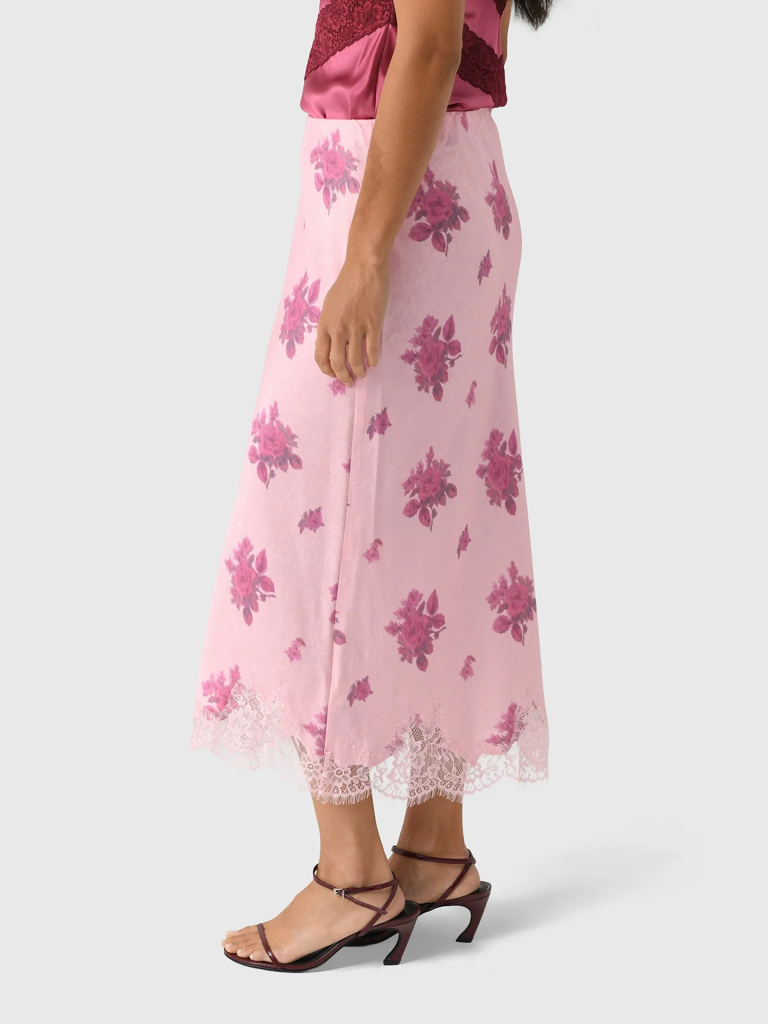 LoveShackFancy Women's Malina Satin Midi Slip Skirt sold by Saint Bernard product image thumbnail 3