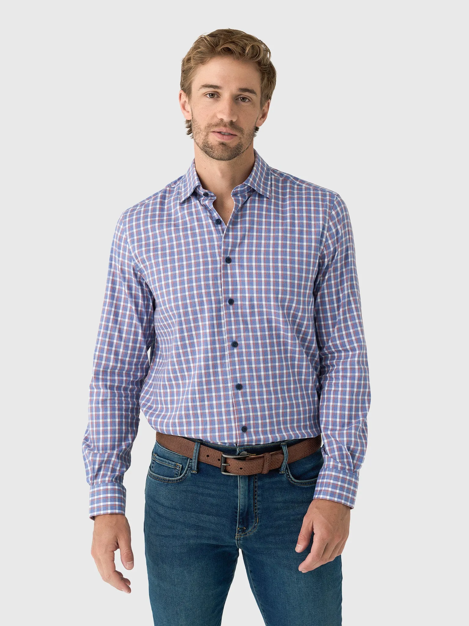 Johnnie-O Men's Robertson Natural Performance Button-Down Shirt sold by Saint Bernard