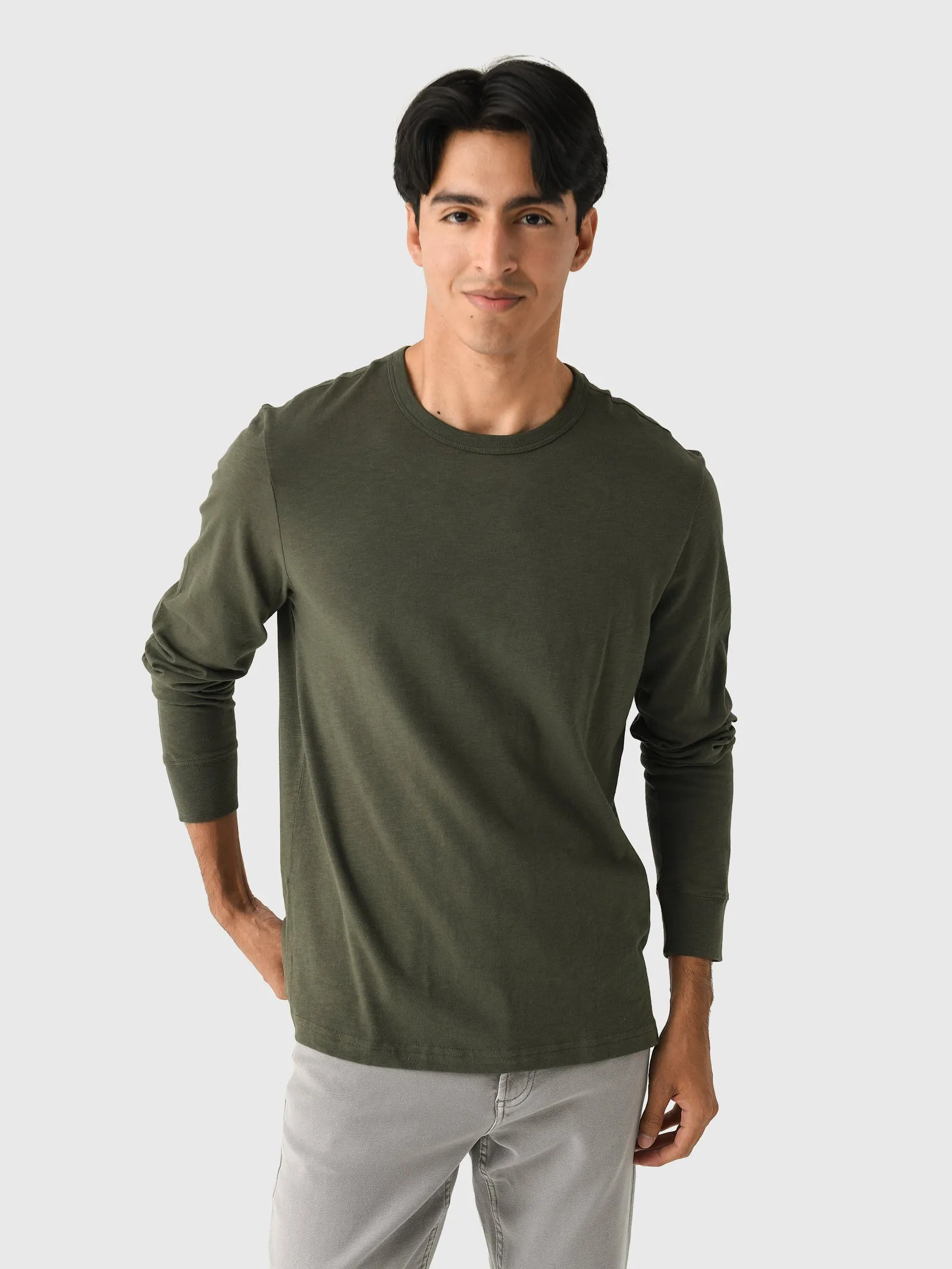 Faherty Brand Men's Long Sleeve Sunwashed Regenerative Cotton Tee sold by Saint Bernard