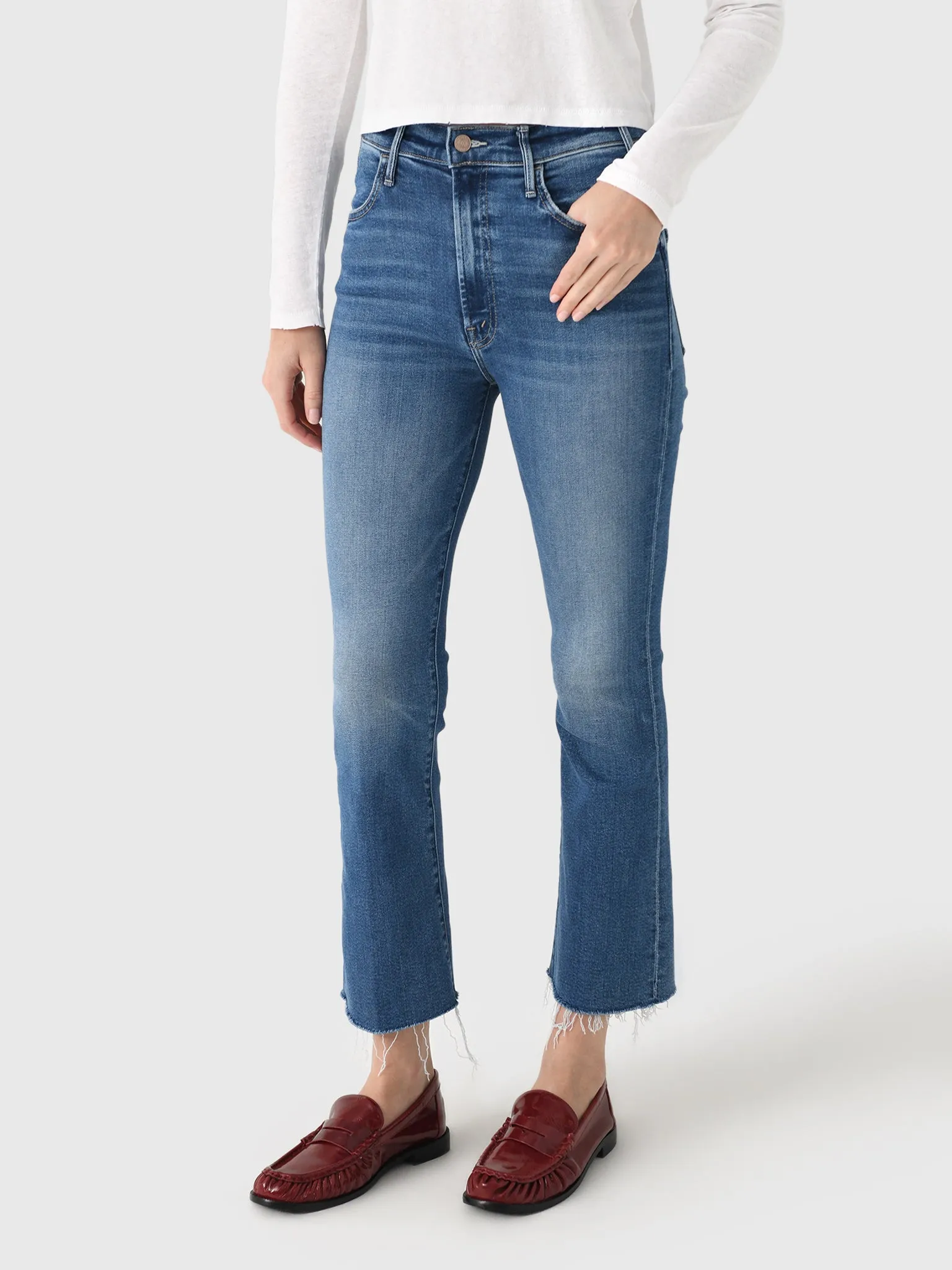 Mother Women's The Hustler Ankle Fray Jean sold by Saint Bernard