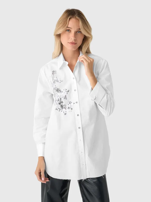 Marques Almeida Women's Embroidered Oxford Loose Fit Shirt sold by Saint Bernard