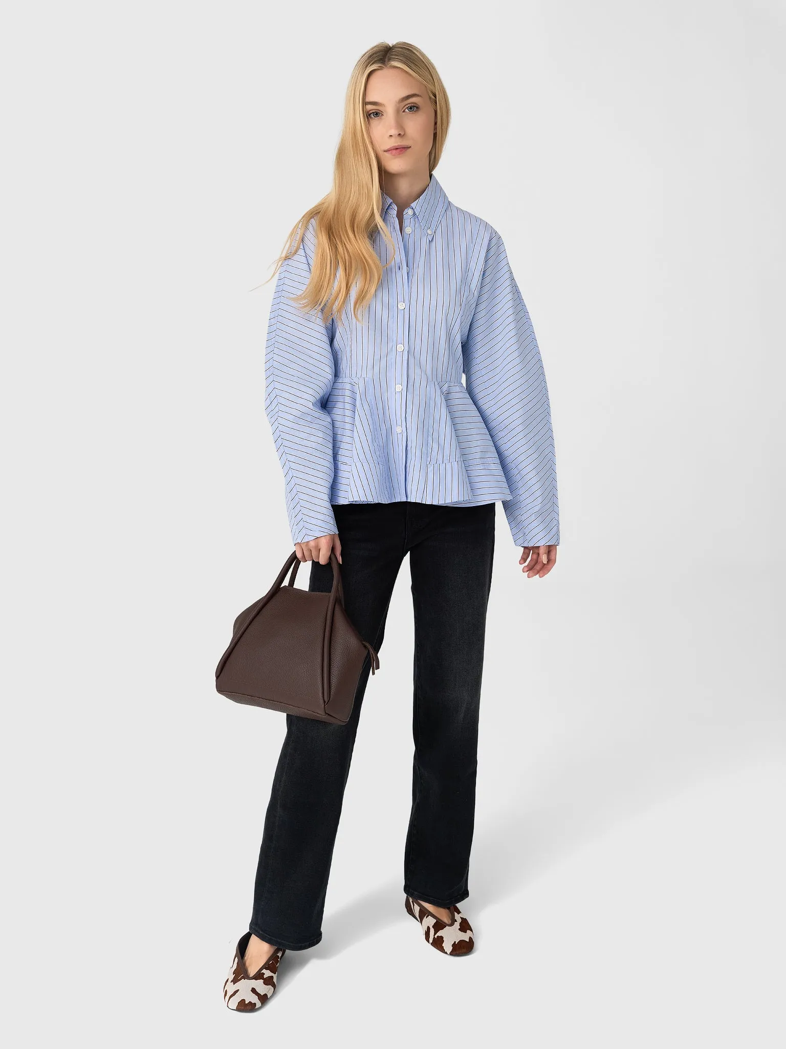 GANNI Women's Stripe Peplum Shirt sold by Saint Bernard product image thumbnail 2