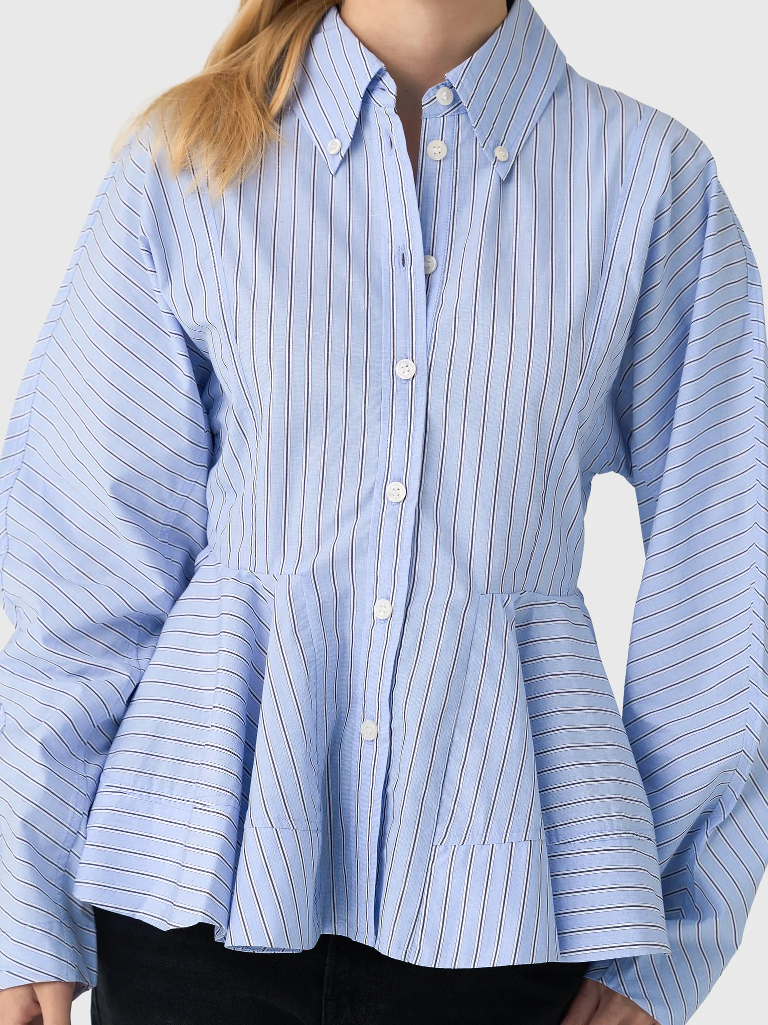 GANNI Women's Stripe Peplum Shirt sold by Saint Bernard product image thumbnail 5