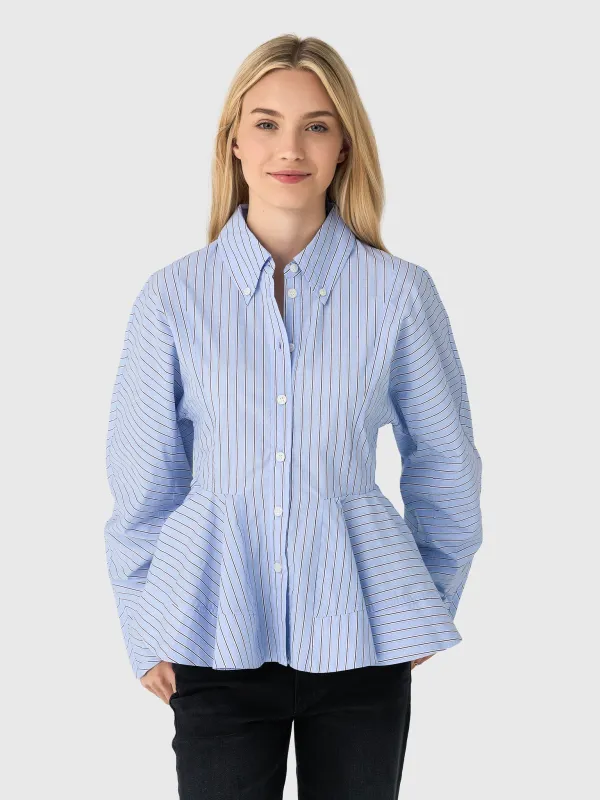 GANNI Women's Stripe Peplum Shirt sold by Saint Bernard