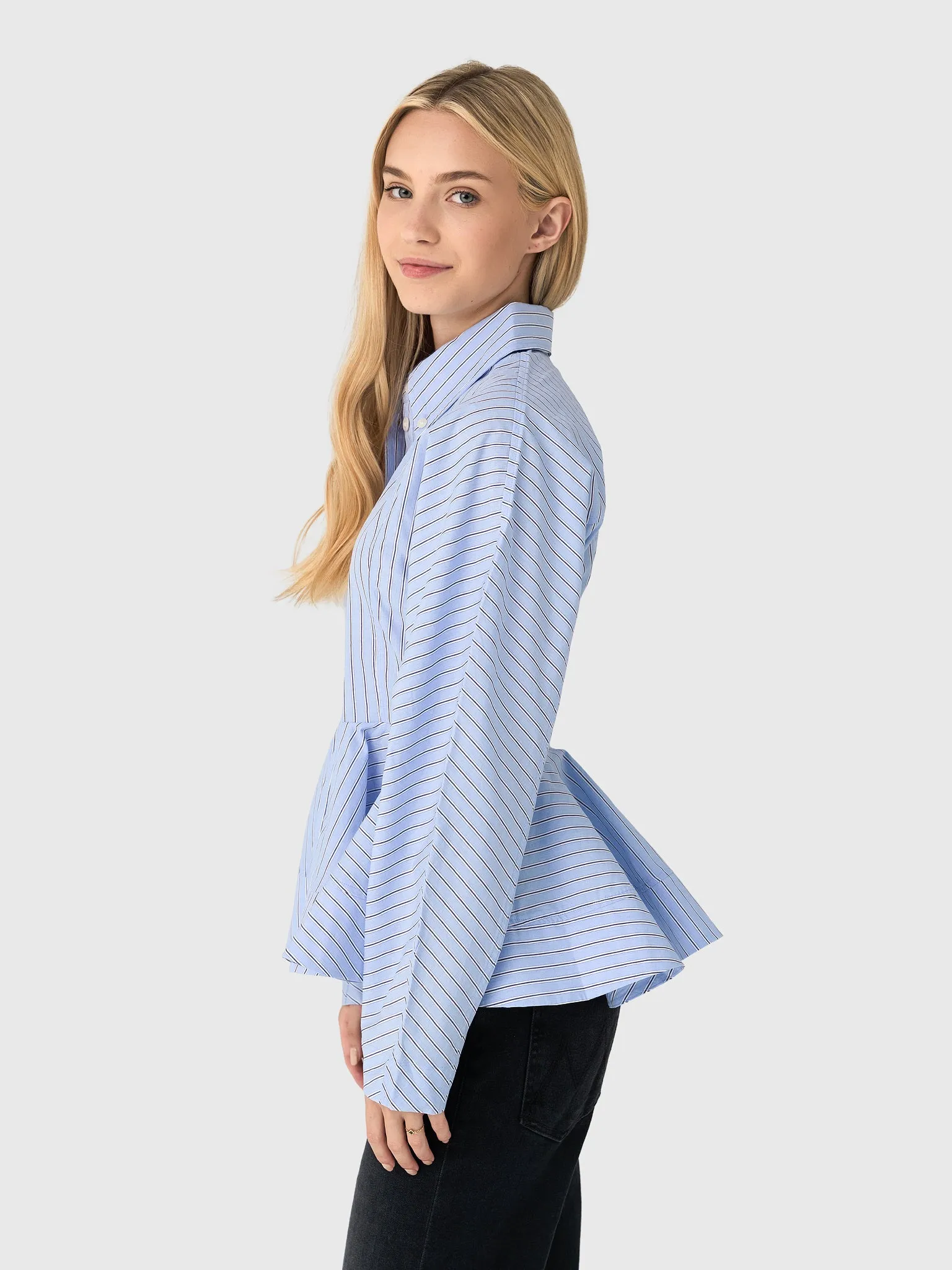 GANNI Women's Stripe Peplum Shirt sold by Saint Bernard product image thumbnail 3