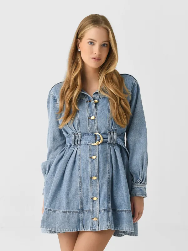 AJE Women's Holland Denim Mini Dress sold by Saint Bernard