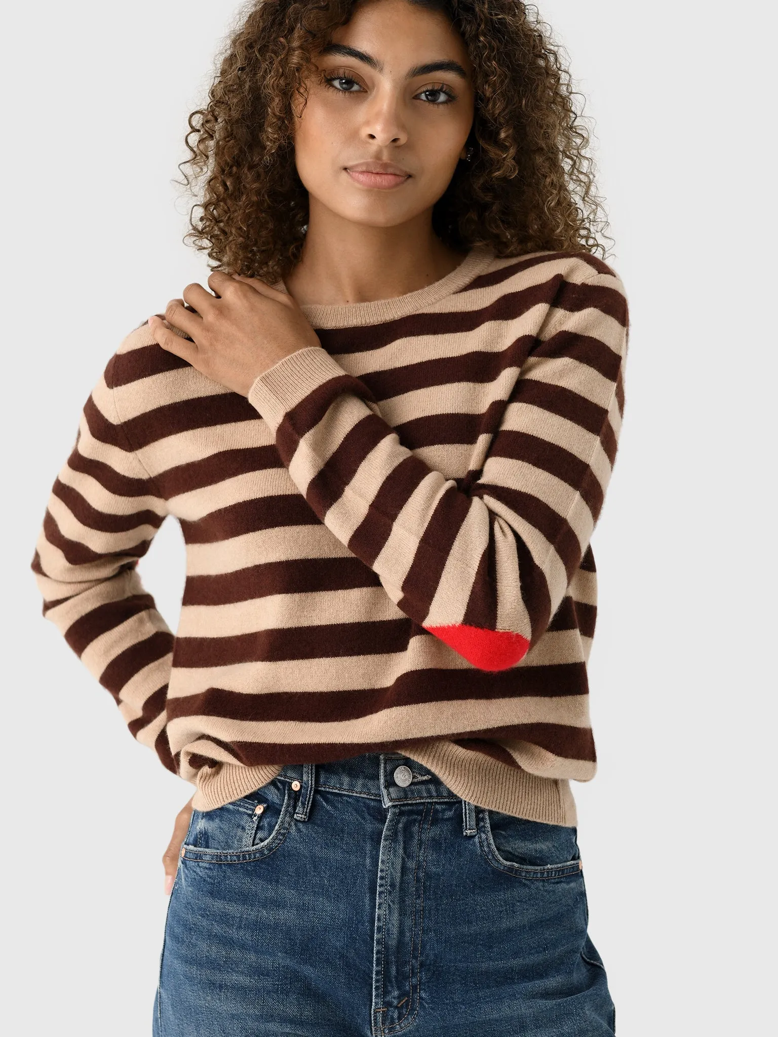 Jumper 1234 Women's Heart Patch Stripe Crew Sweater sold by Saint Bernard product image thumbnail 5