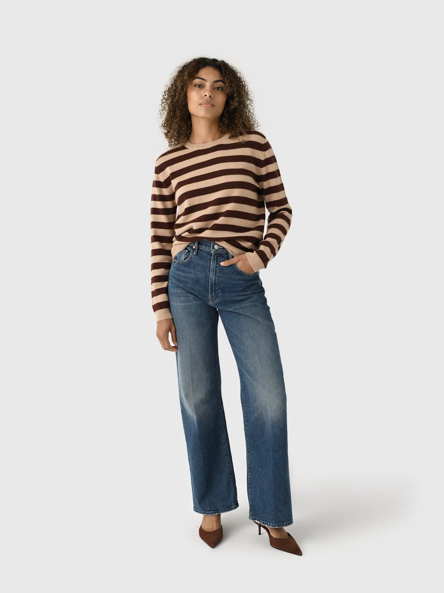 Jumper 1234 Women's Heart Patch Stripe Crew Sweater sold by Saint Bernard product image thumbnail 2