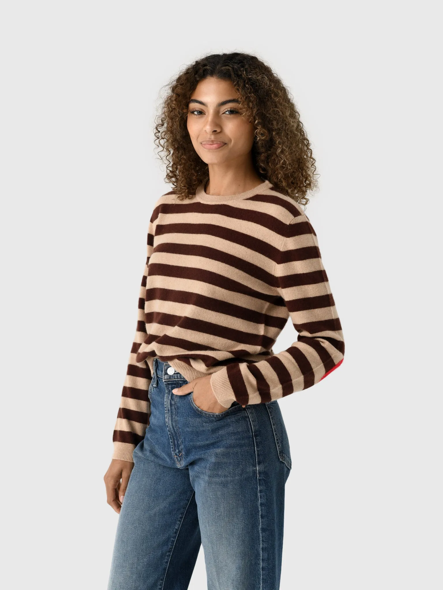 Jumper 1234 Women's Heart Patch Stripe Crew Sweater sold by Saint Bernard product image thumbnail 3