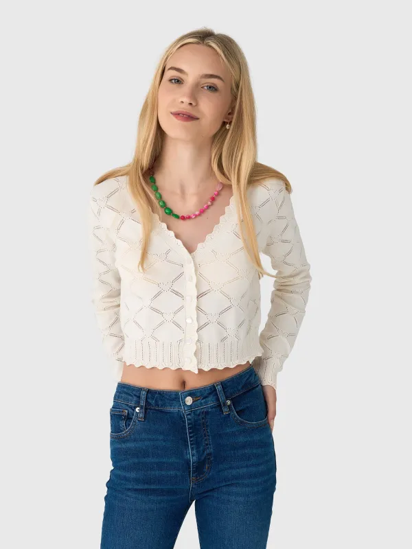 LoveShackFancy Women's Petra Knit Heart Argyle Cardigan sold by Saint Bernard