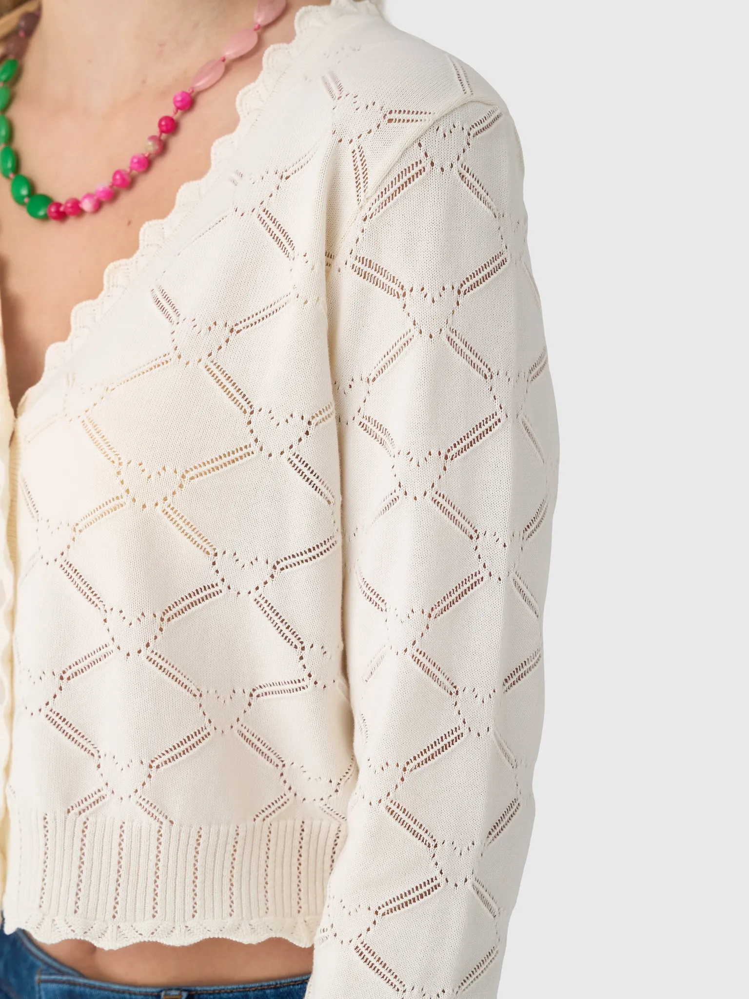 LoveShackFancy Women's Petra Knit Heart Argyle Cardigan sold by Saint Bernard product image thumbnail 5