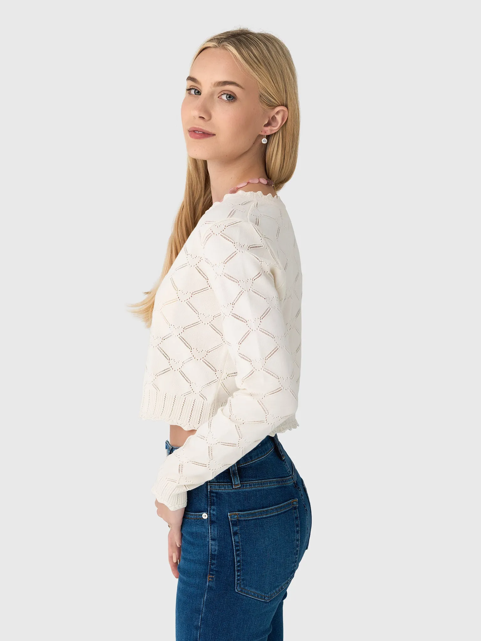 LoveShackFancy Women's Petra Knit Heart Argyle Cardigan sold by Saint Bernard product image thumbnail 3