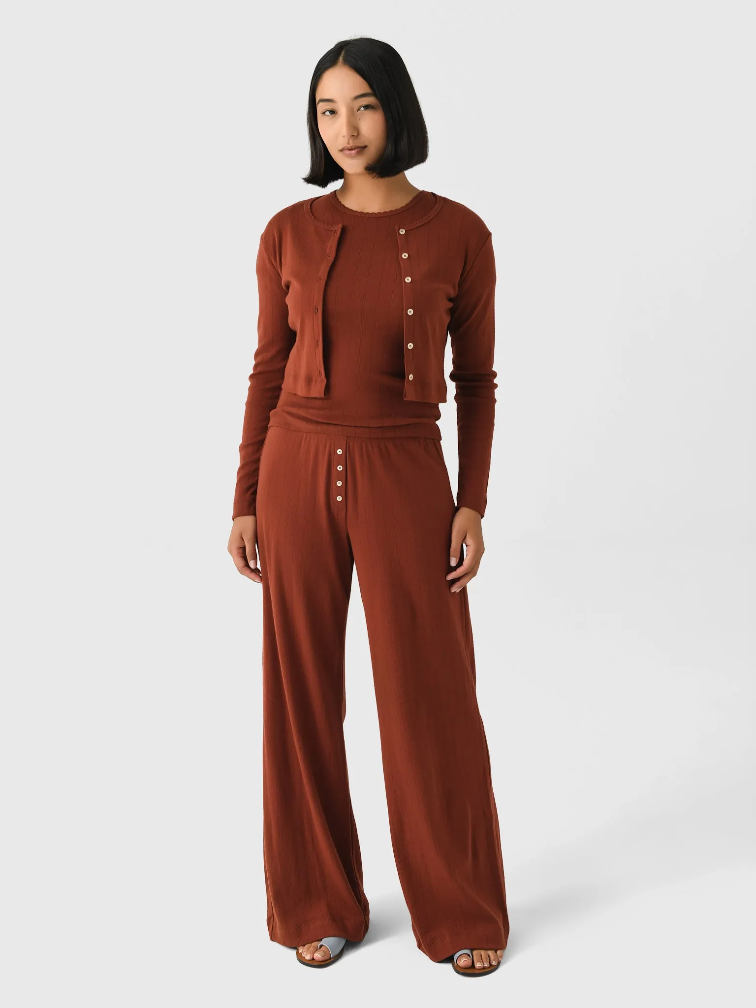 Leset Women's Pointelle Crop Cardigan sold by Saint Bernard product image thumbnail 2