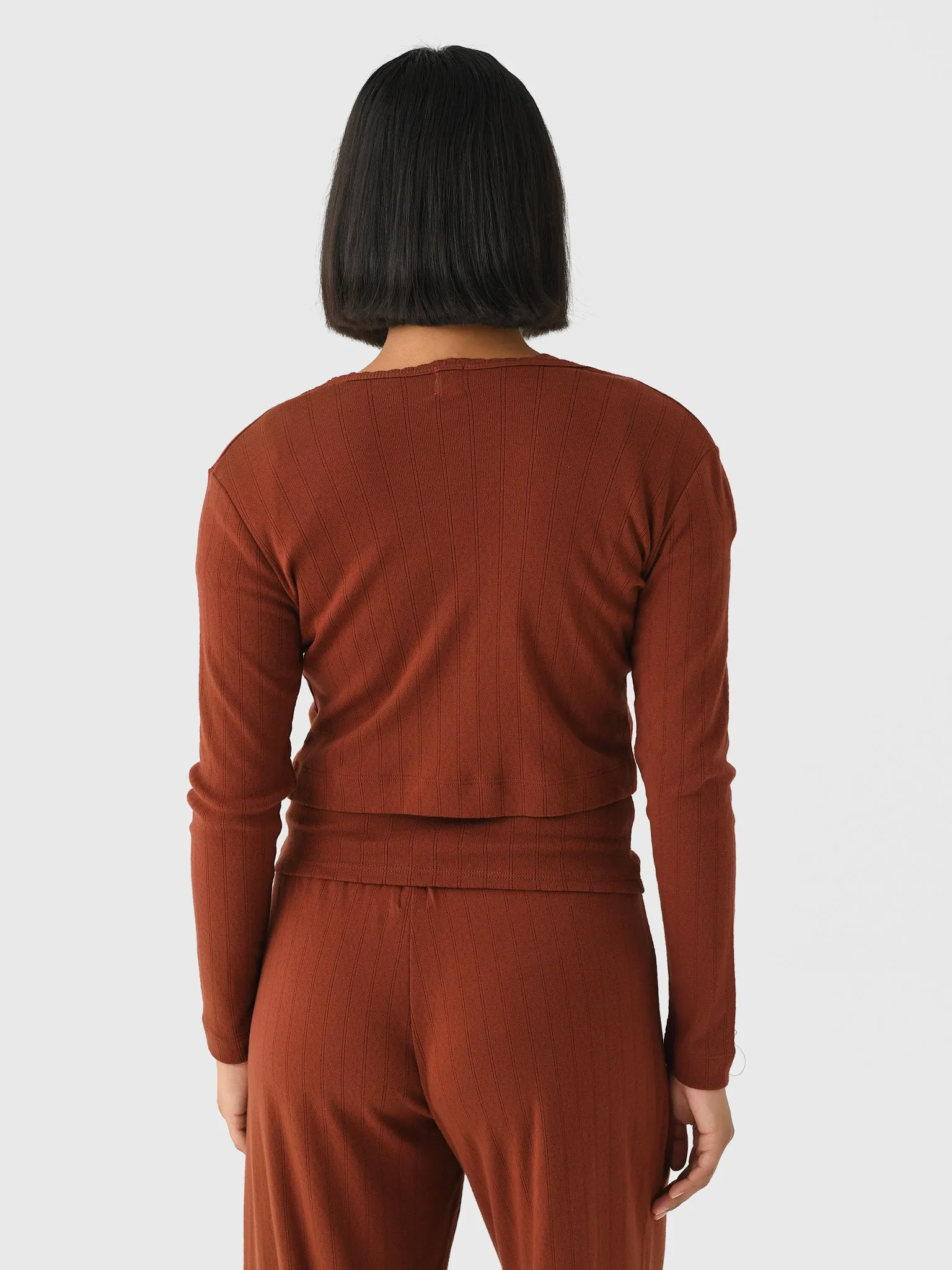 Leset Women's Pointelle Crop Cardigan sold by Saint Bernard product image thumbnail 4