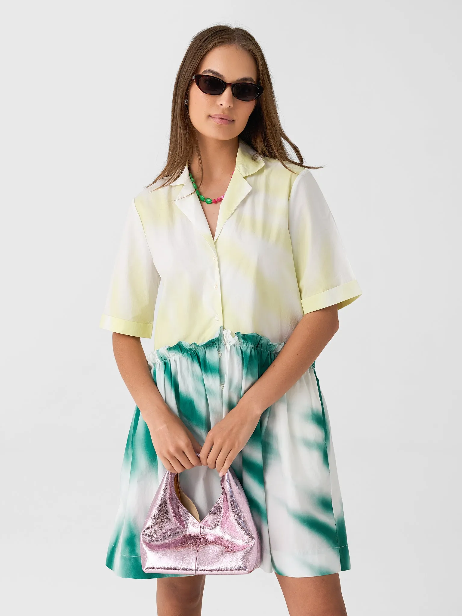 Rosie Assoulin Women's Gathered Mini Shirtdress sold by Saint Bernard