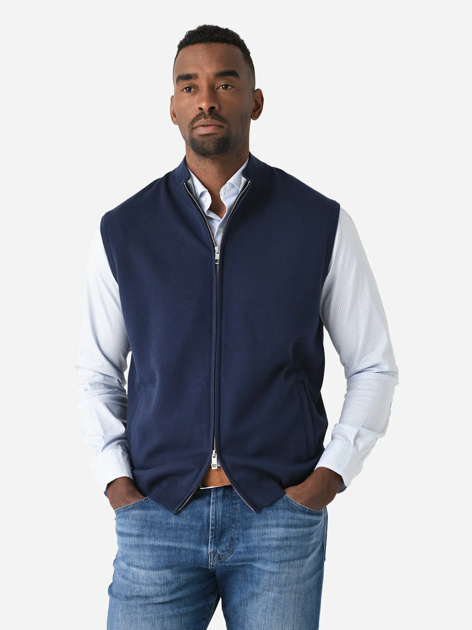 Peter Millar Crown Men's Coolspun Lite Full Zip Sweater Vest sold by Saint Bernard