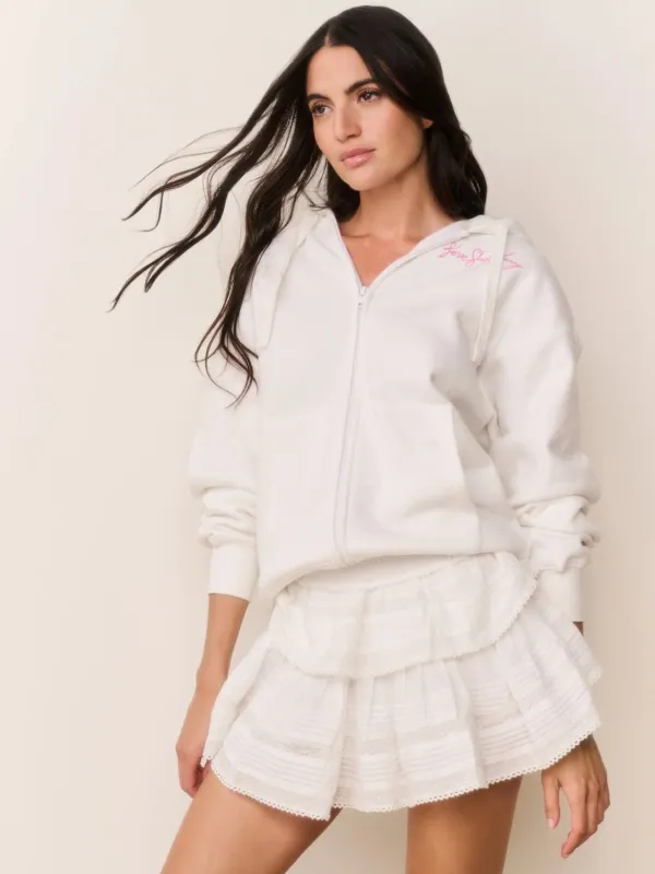 LoveShackFancy Women's Ballie Ski Zip-Up Hoodie made by Saint Bernard