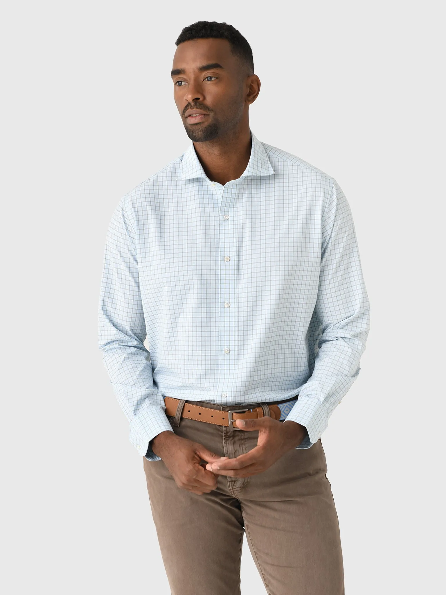 Peter Millar Crown Crafted Men's Bechet Performance Poplin Sport Shirt sold by Saint Bernard