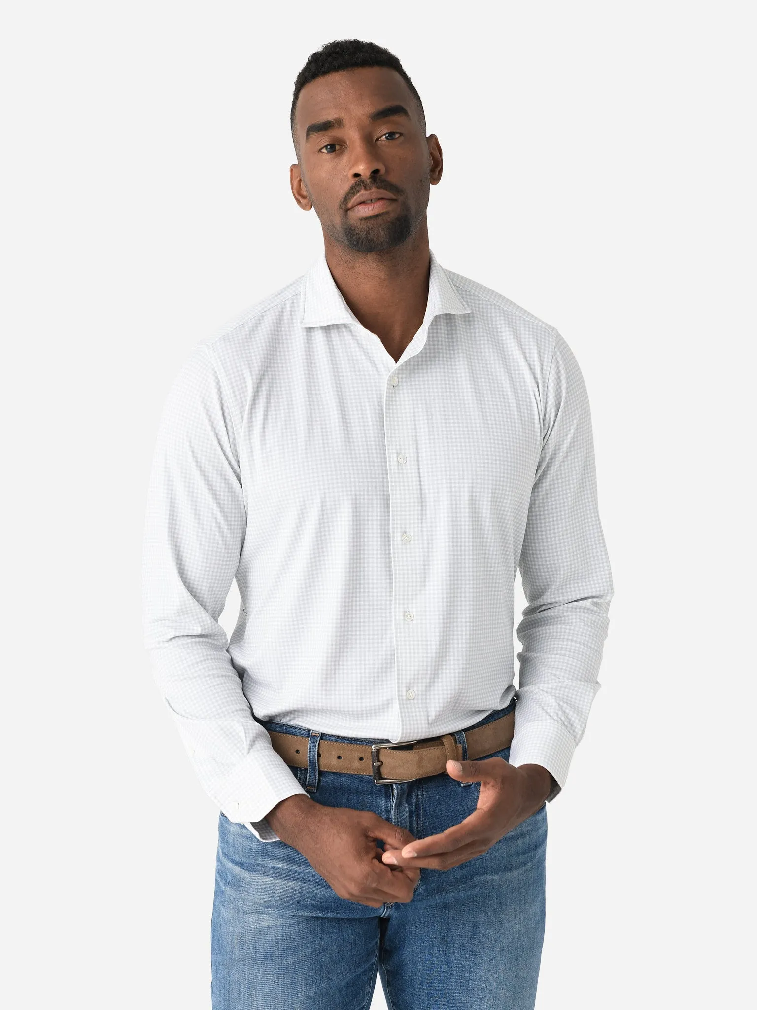 Peter Millar Crown Crafted Men's Excursionist Flex Gingham Sport Shirt sold by Saint Bernard