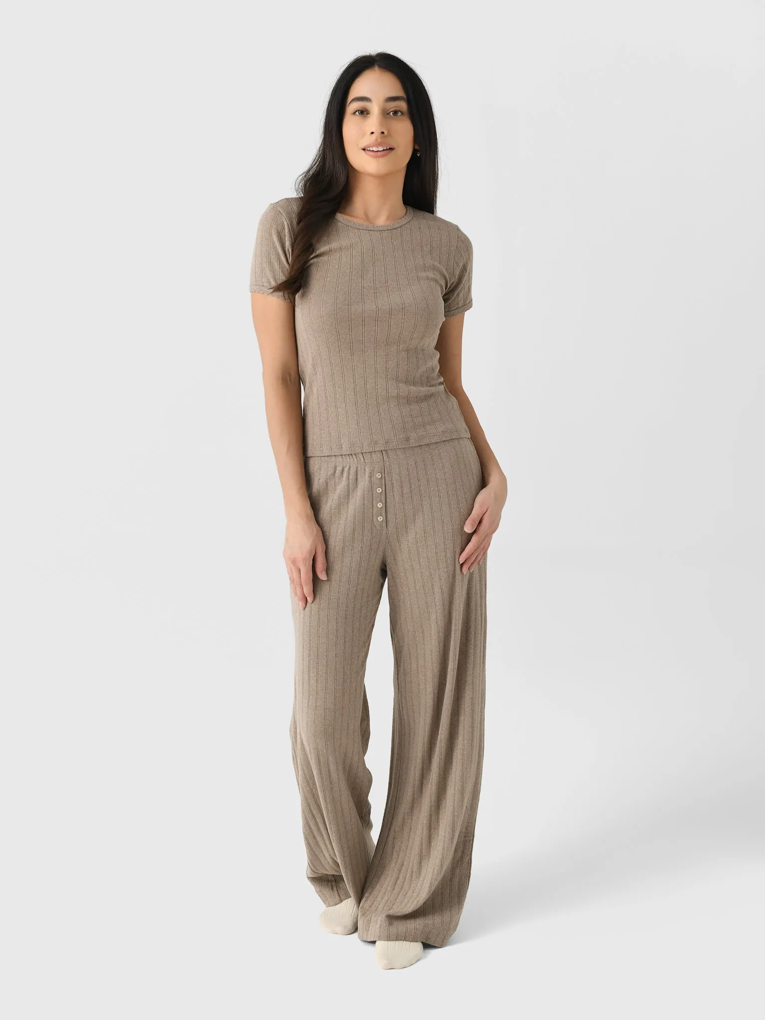 Leset Women's Pointelle Slim Fit Tee sold by Saint Bernard product image thumbnail 5