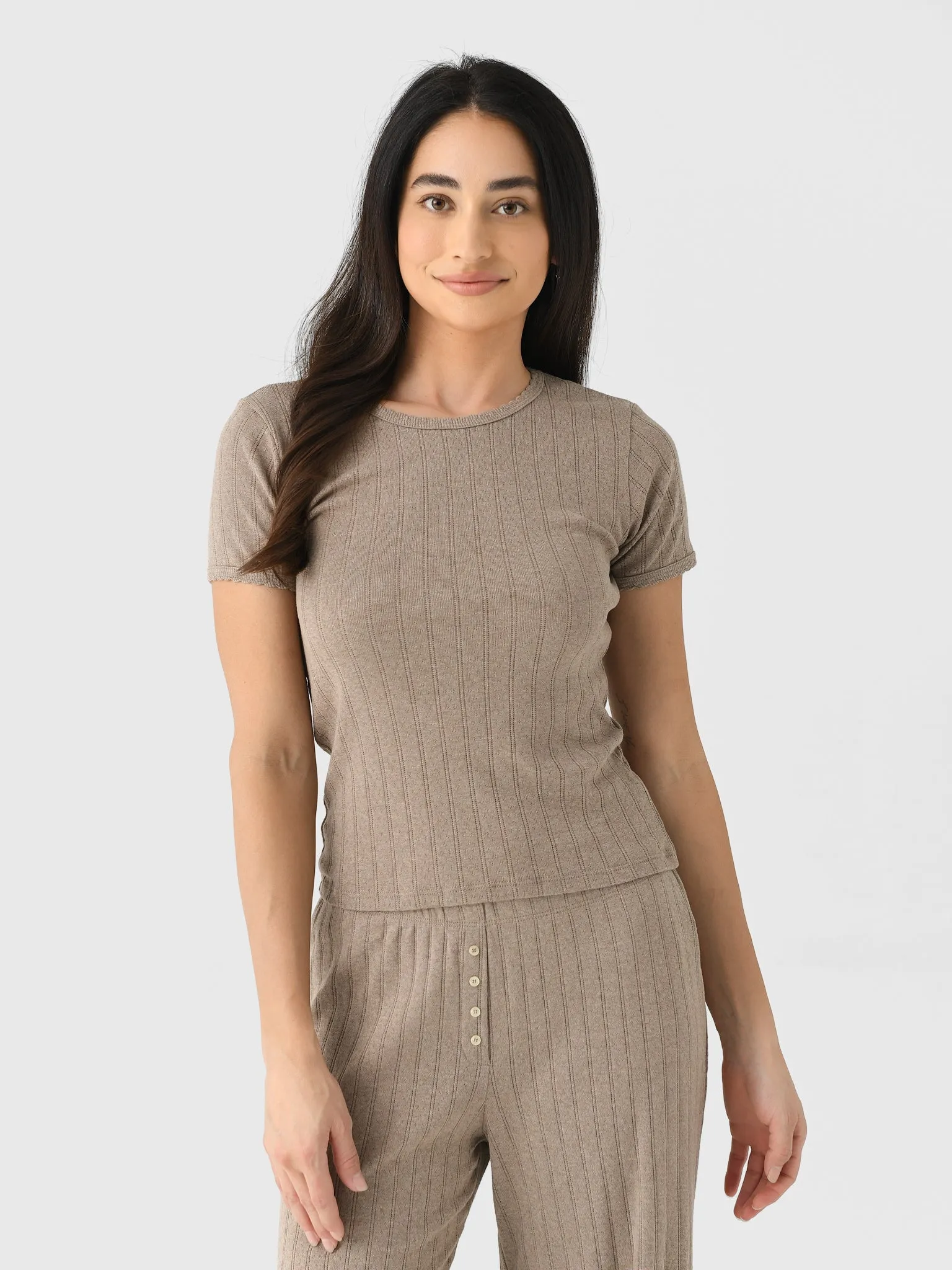 Leset Women's Pointelle Slim Fit Tee sold by Saint Bernard product image thumbnail 4