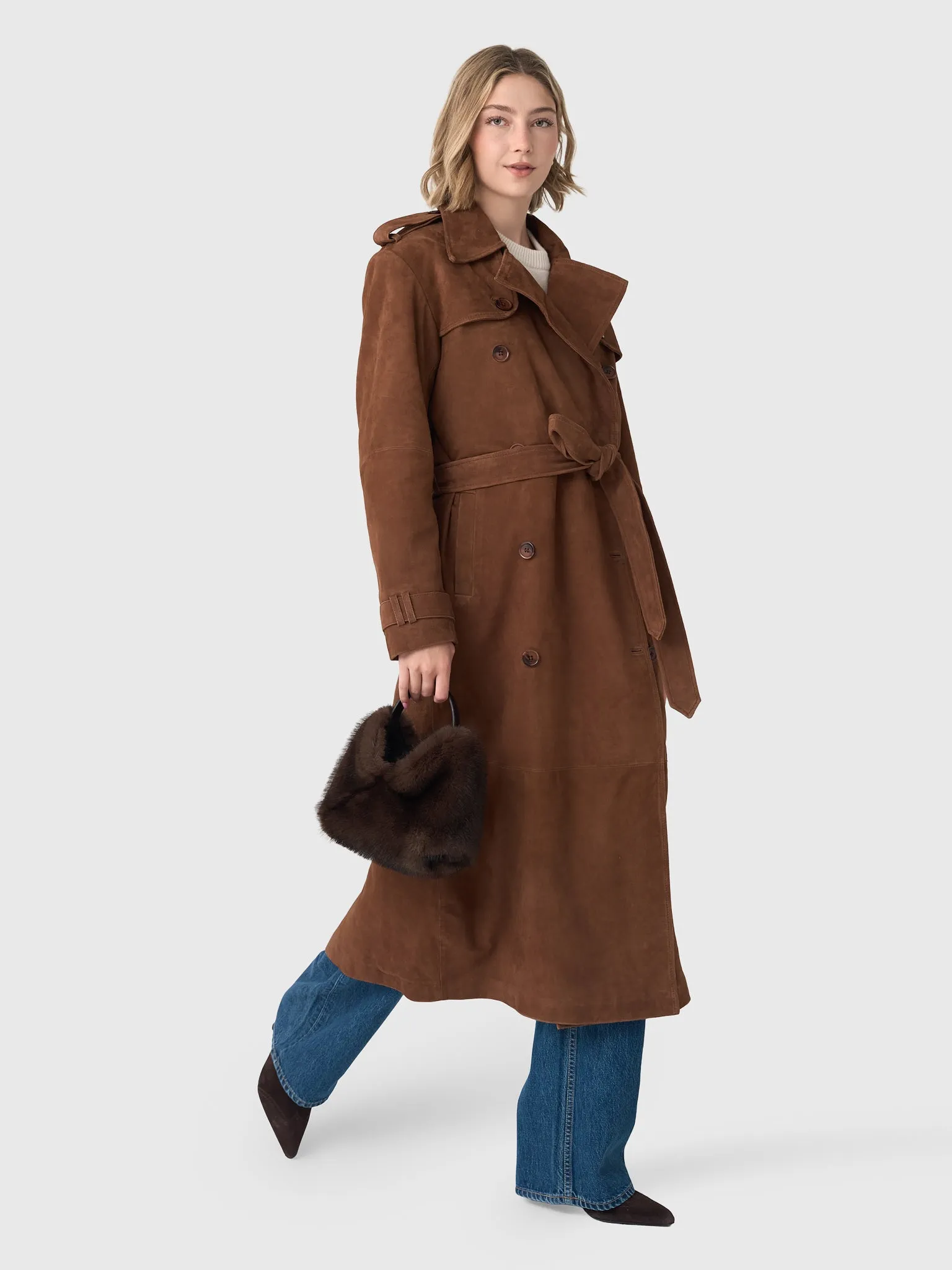 SPRWMN Women's Belle De Jour Suede Trench Coat sold by Saint Bernard product image thumbnail 2